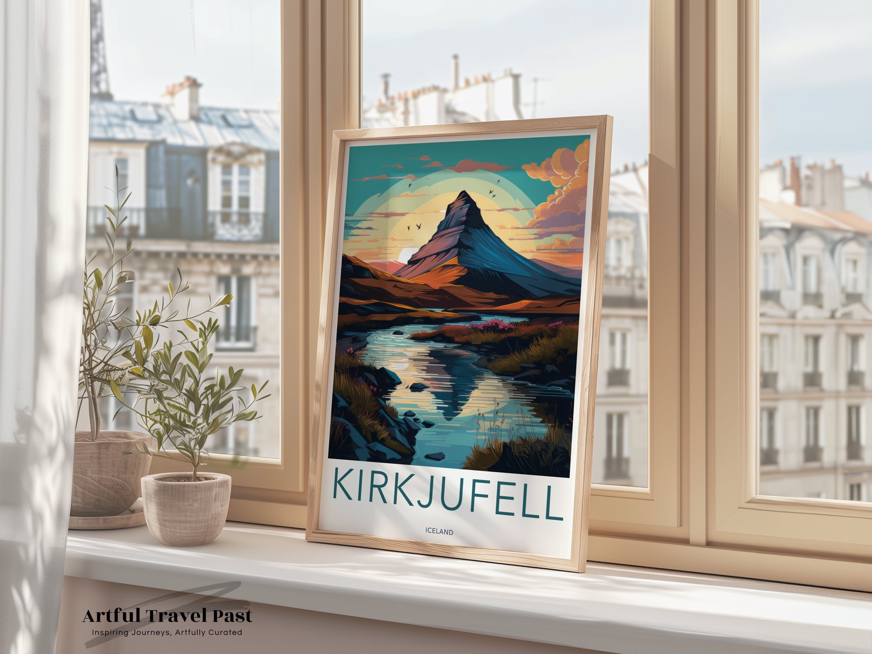 Kirkjufell Iceland Wall Art, Scenic Icelandic Landscape, Mountain Reflections, Nature Inspired Decor, Travel Souvenir, Nordic Scenery Print