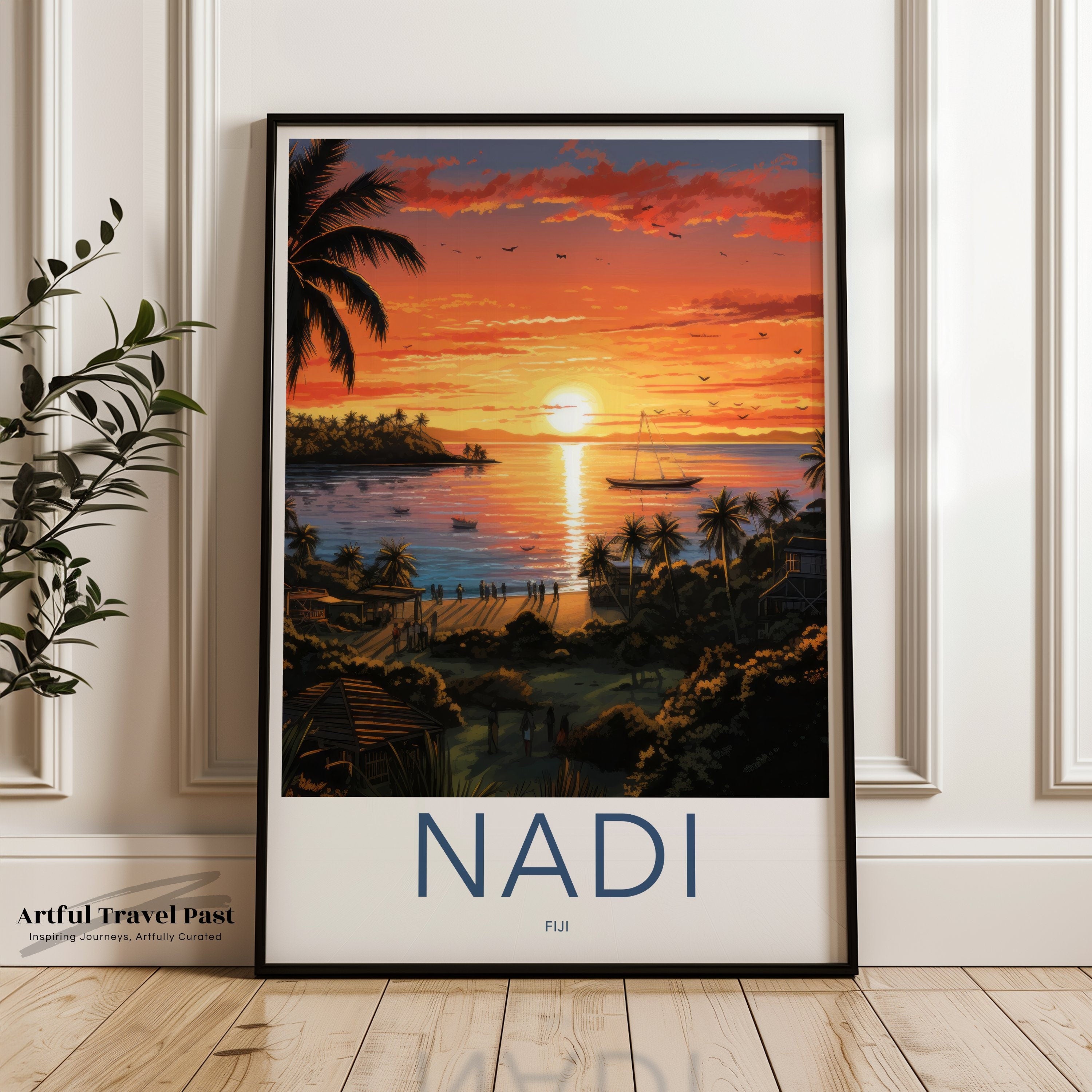 Fiji Sunset Wall Art, Beach Sunset Decor, Nadi Fiji Landscape, Tropical Wall Print, Coastal Home Art, Beach House Decor, Travel Poster