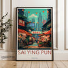 Sai Ying Pun Wall Art, Hong Kong Cityscape Print, Urban Street Scene Decor, Modern Illustration, Travel Poster, Vibrant City Vibes