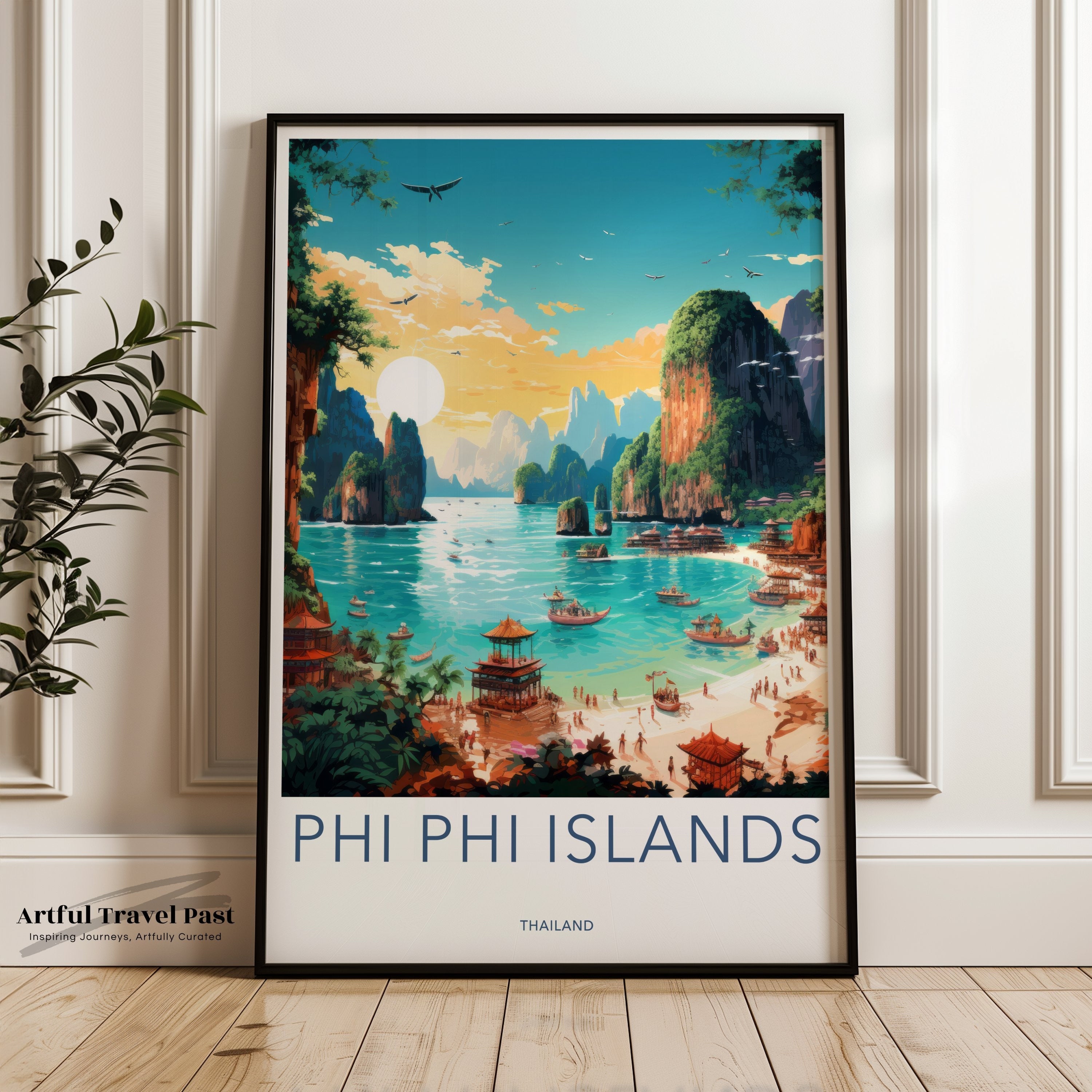 Phi Phi Islands Wall Art, Stunning Beach View Print, Tropical Paradise Decor, Coastal Landscape Artwork, Travel Poster, Thailand