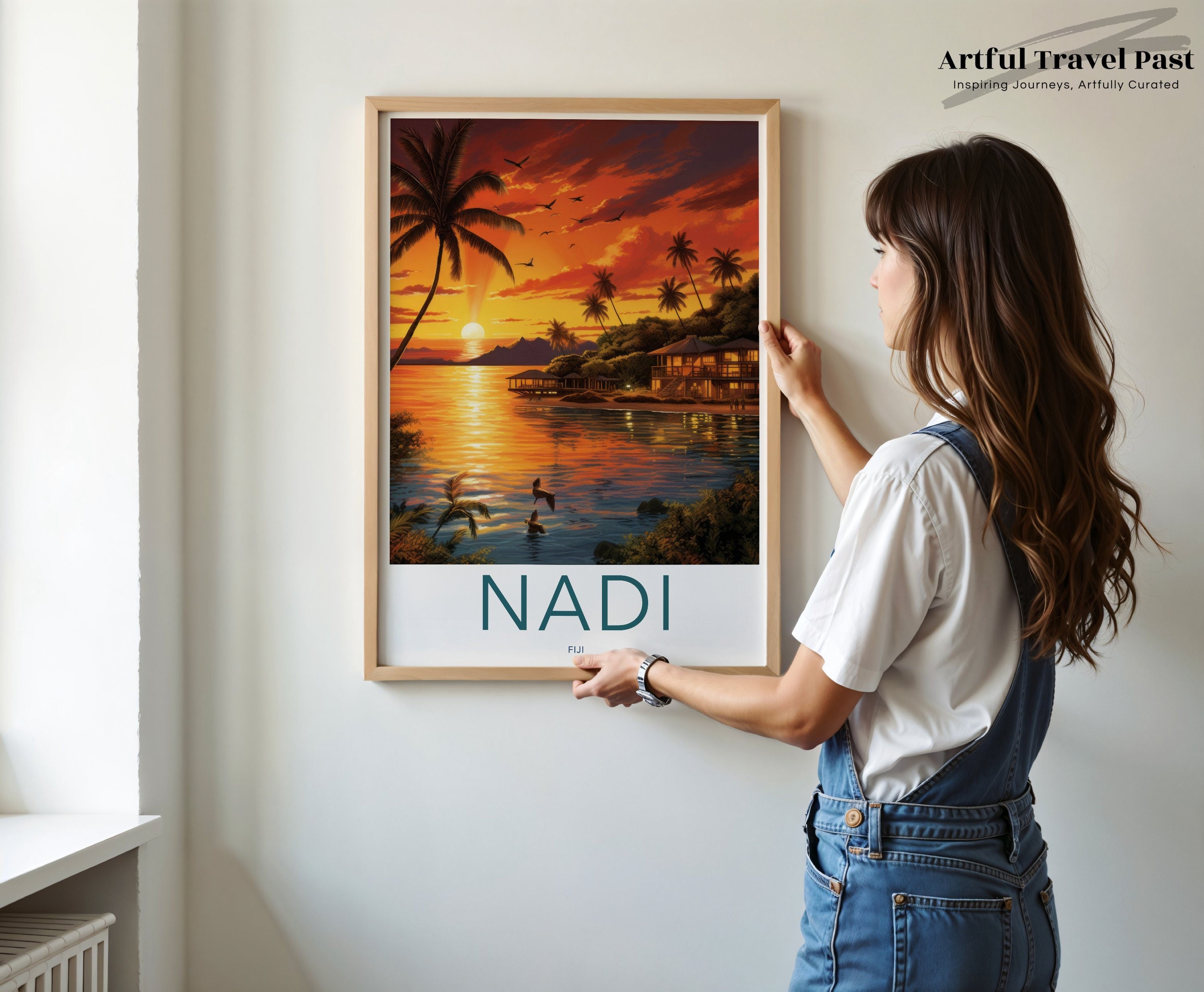 Nadi Fiji Sunset Wall Art, Tropical Landscape Print, Coastal Decor, Island Home Decor, Sunset Beach Poster, Travel Art, Nature Print