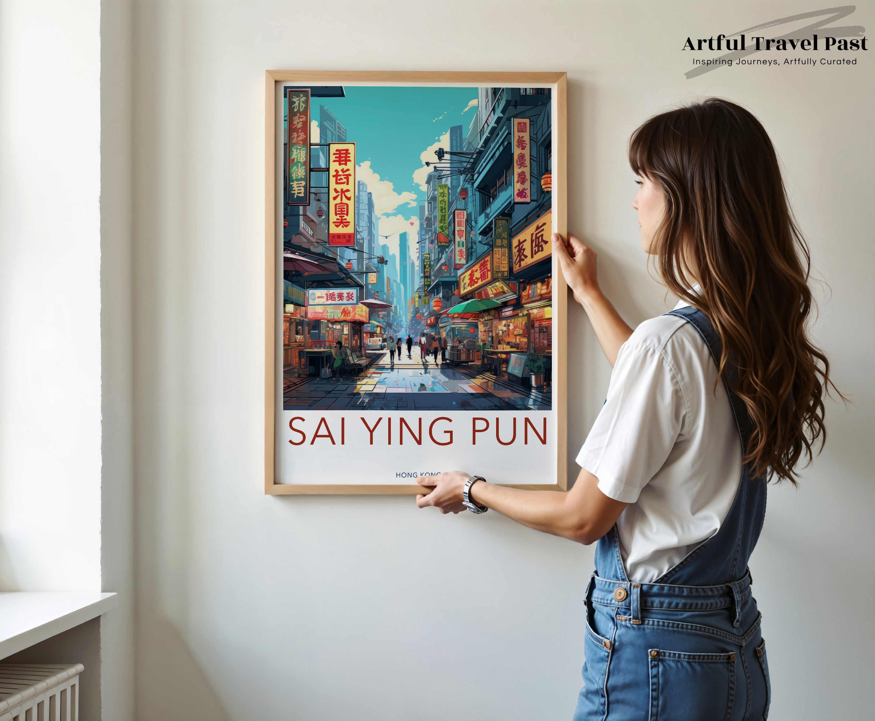 Sai Ying Pun Wall Art, Hong Kong Urban Street Print, Vibrant Cityscape, Modern Home Decor, Asian Culture Poster, Art for Living Room