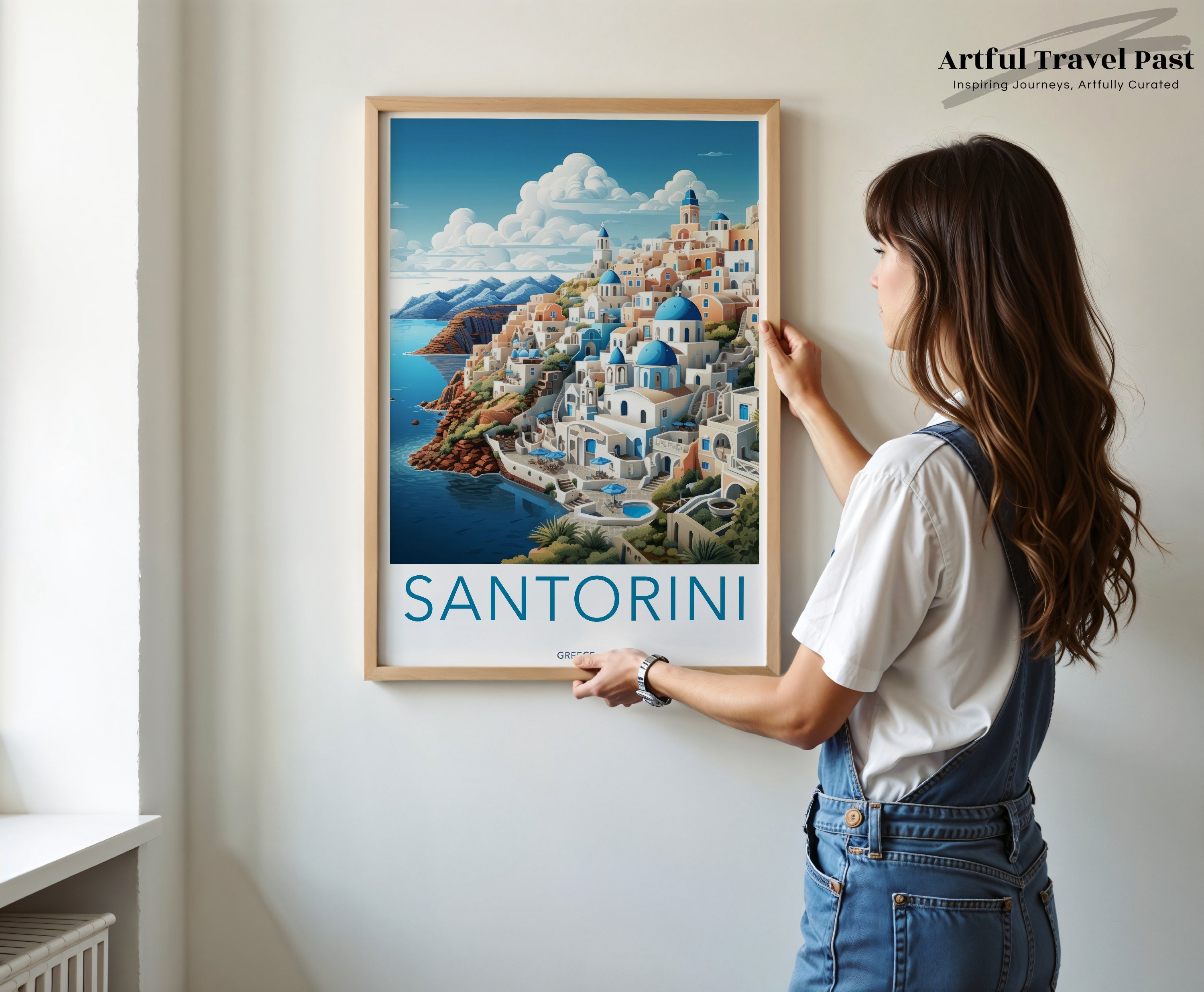 Santorini Wall Art, Greece Travel Poster, Greek Island Print, Mediterranean Decor, Coastal Artwork, Travel Photography, Modern Home Decor