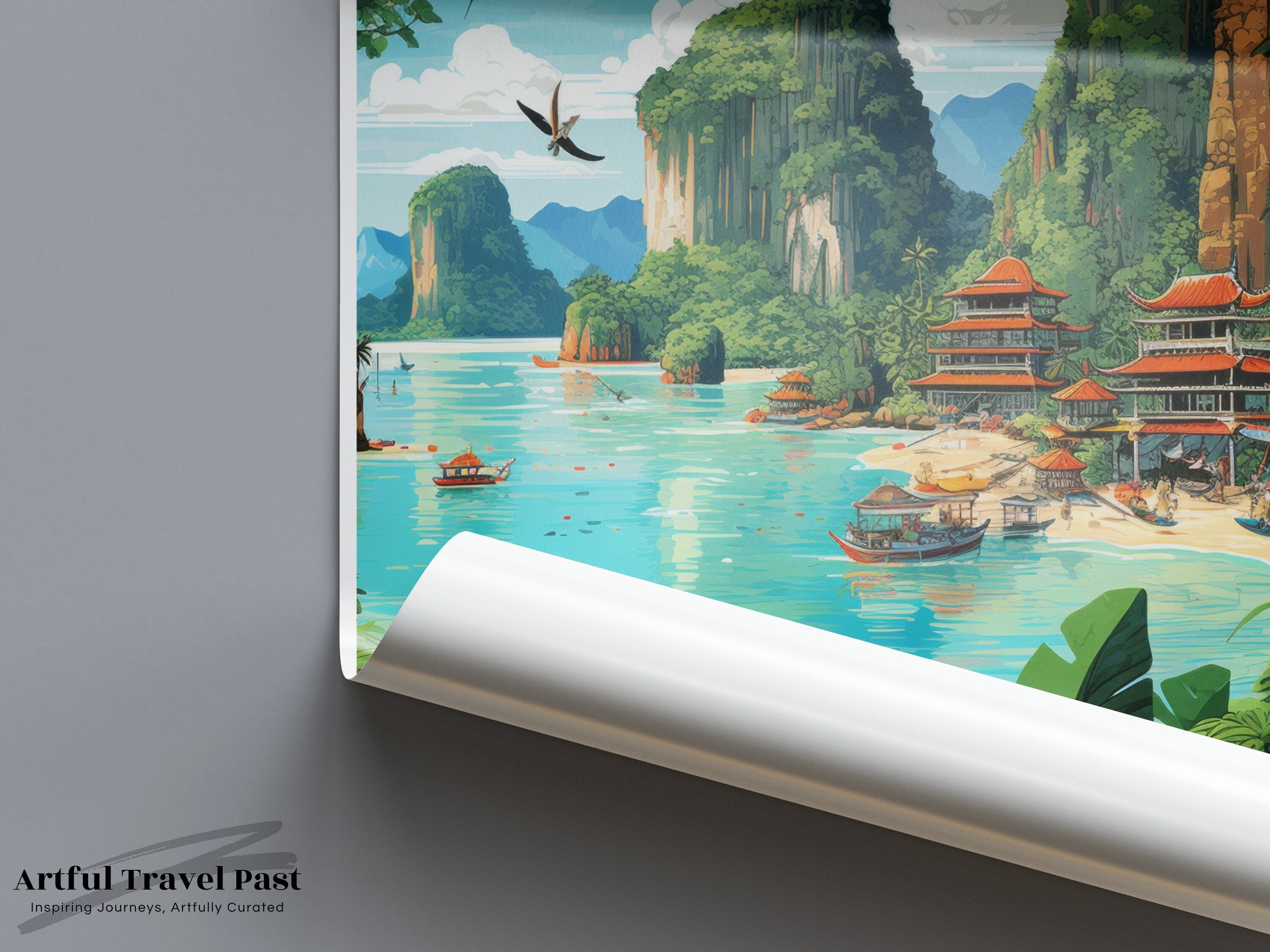 Phuket Thailand Wall Art, Travel Poster, Scenic Landscape, Asian Destination, Home Decor, Cultural Landmarks, Architectural Wonders