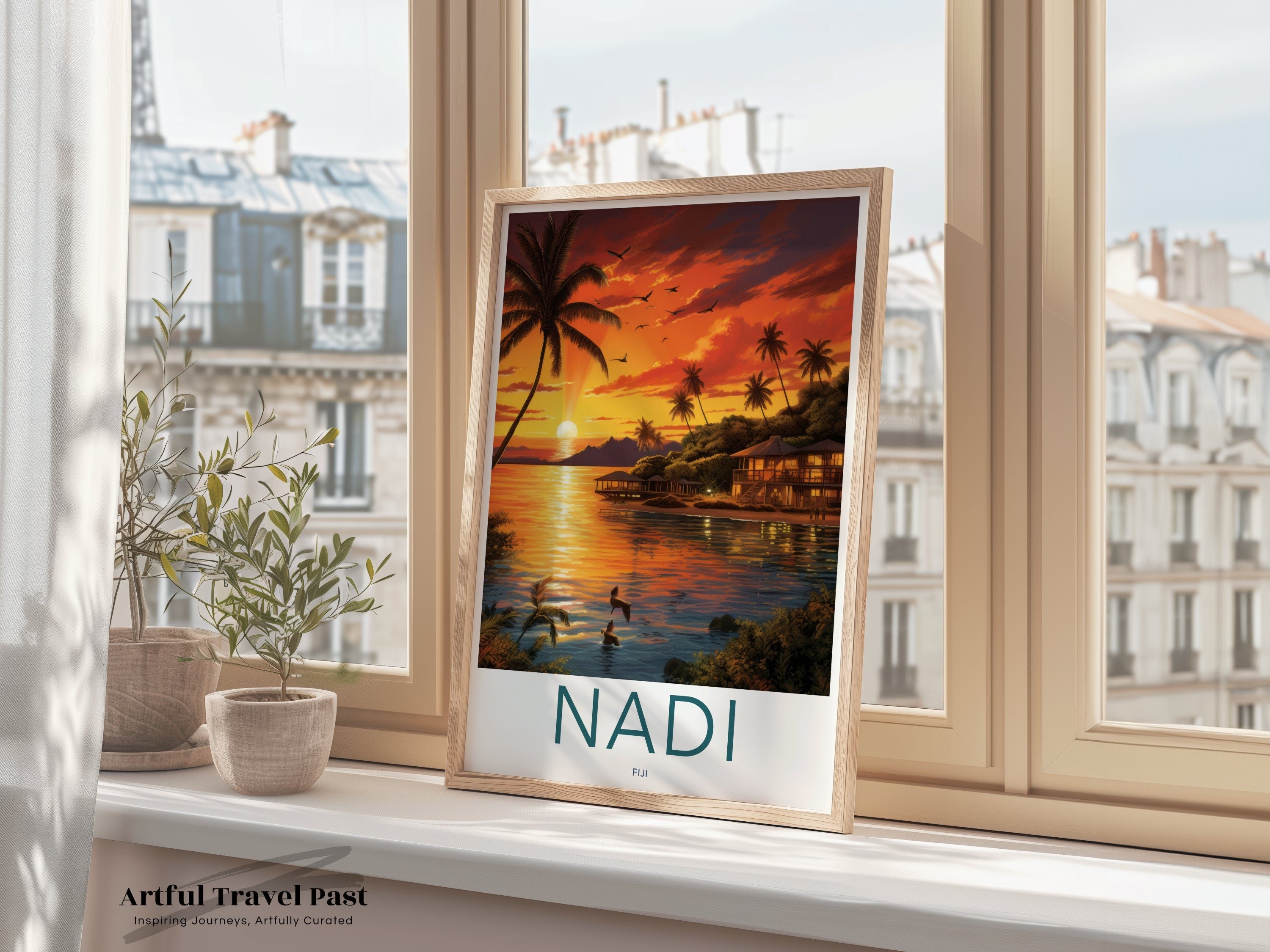 Nadi Fiji Sunset Wall Art, Tropical Landscape Print, Coastal Decor, Island Home Decor, Sunset Beach Poster, Travel Art, Nature Print