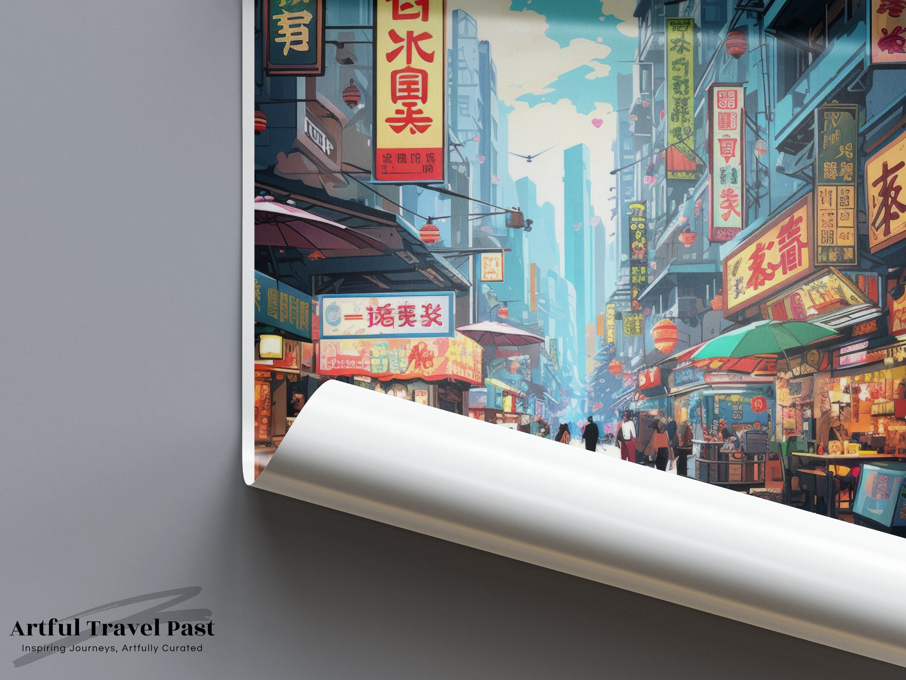 Sai Ying Pun Wall Art, Hong Kong Urban Street Print, Vibrant Cityscape, Modern Home Decor, Asian Culture Poster, Art for Living Room