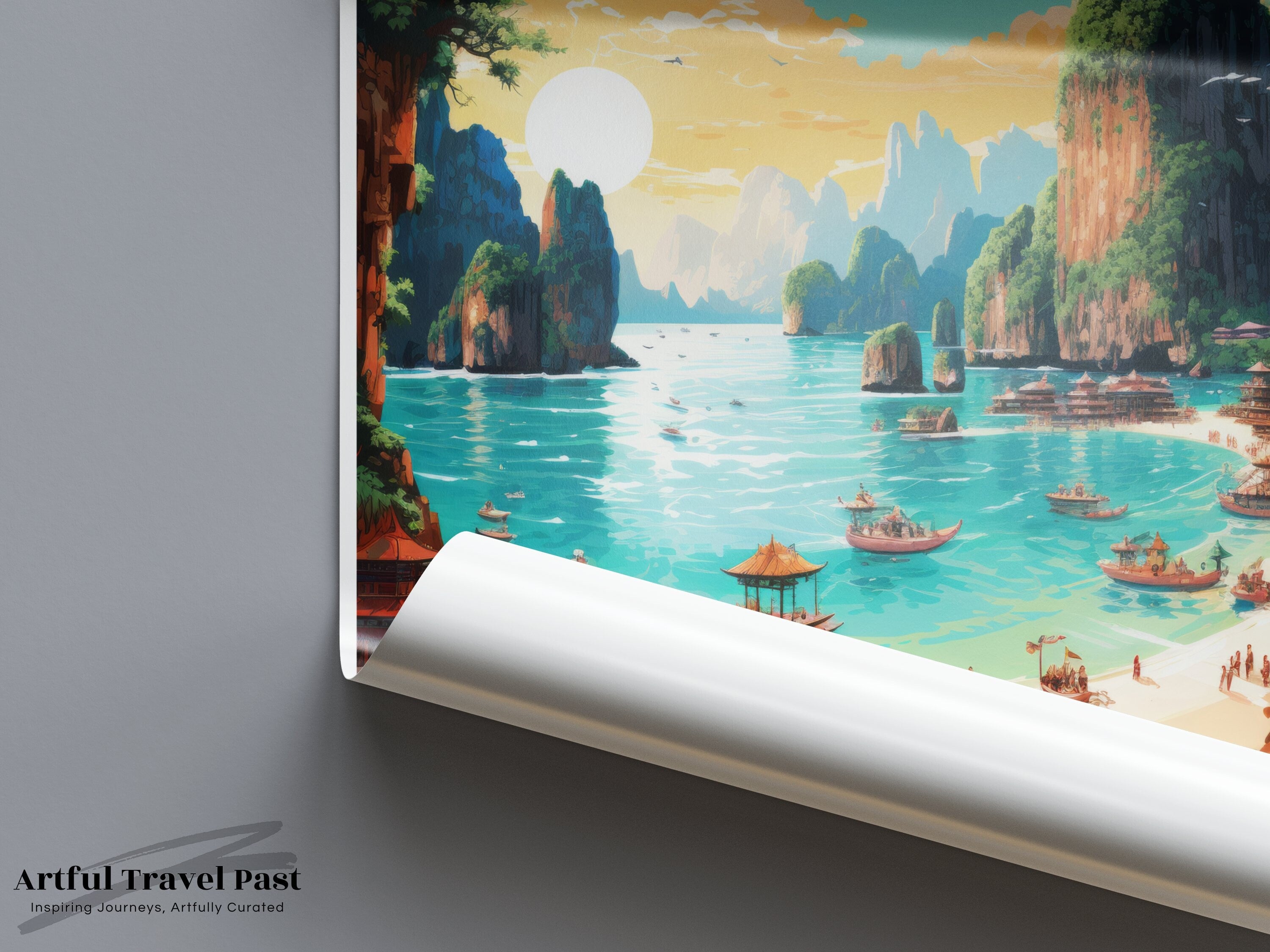 Phi Phi Islands Wall Art, Stunning Beach View Print, Tropical Paradise Decor, Coastal Landscape Artwork, Travel Poster, Thailand