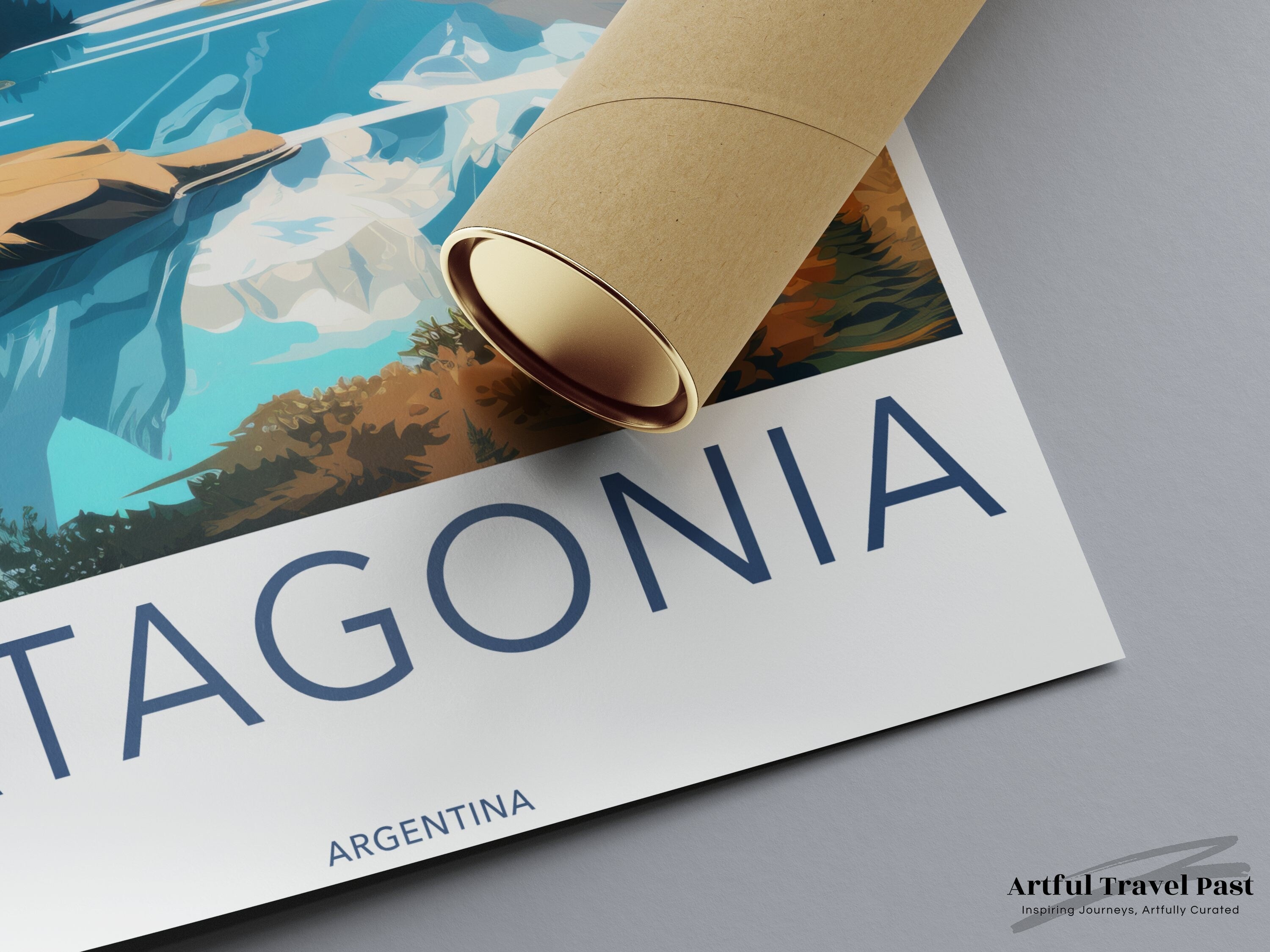 Patagonia Wall Art, Argentina Landscape Poster, Mountain Illustration, South American Nature Decor, Travel Artwork, Scenic Print