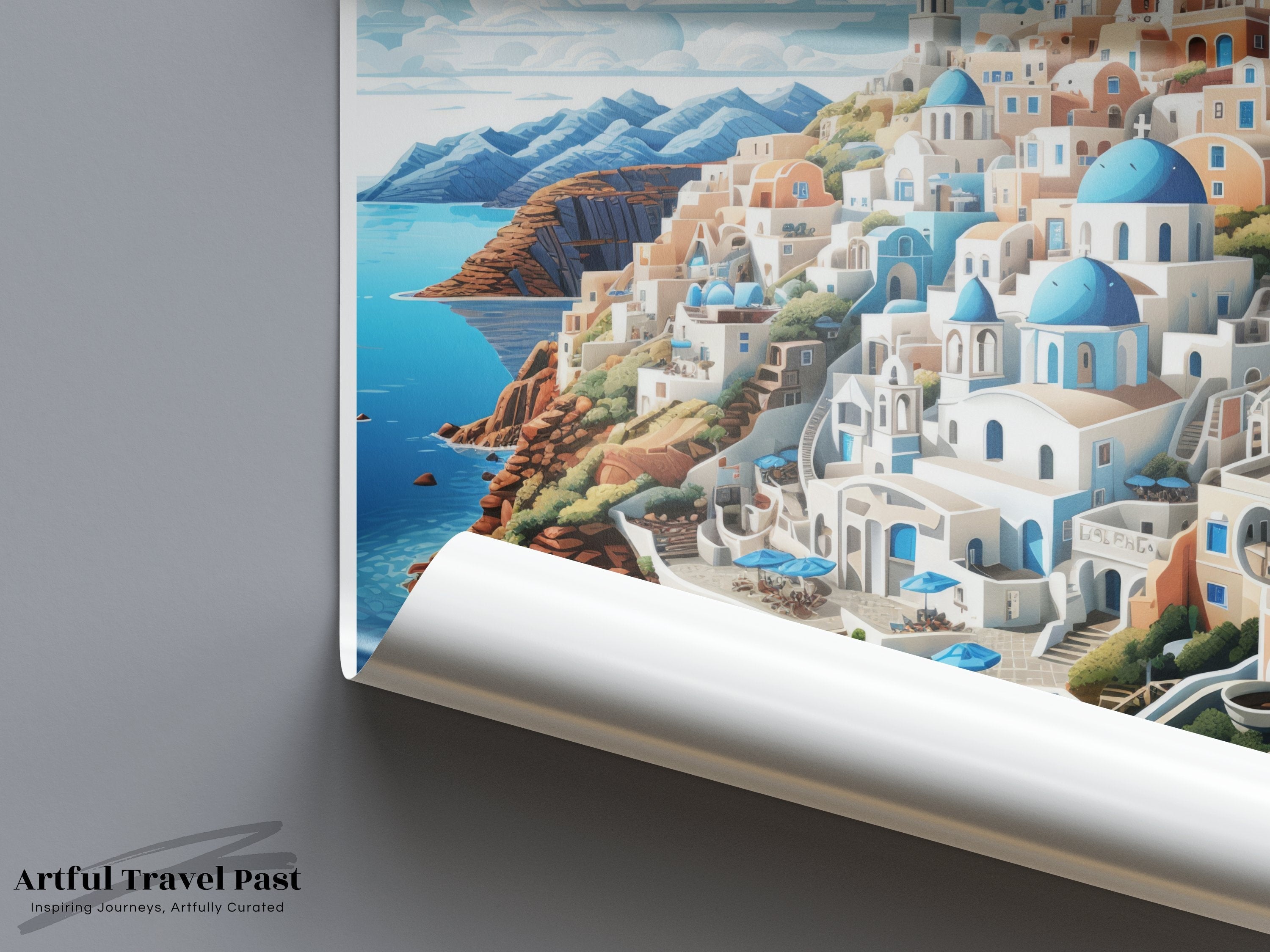 Santorini Wall Art, Greece Travel Poster, Greek Island Print, Mediterranean Decor, Coastal Artwork, Travel Photography, Modern Home Decor