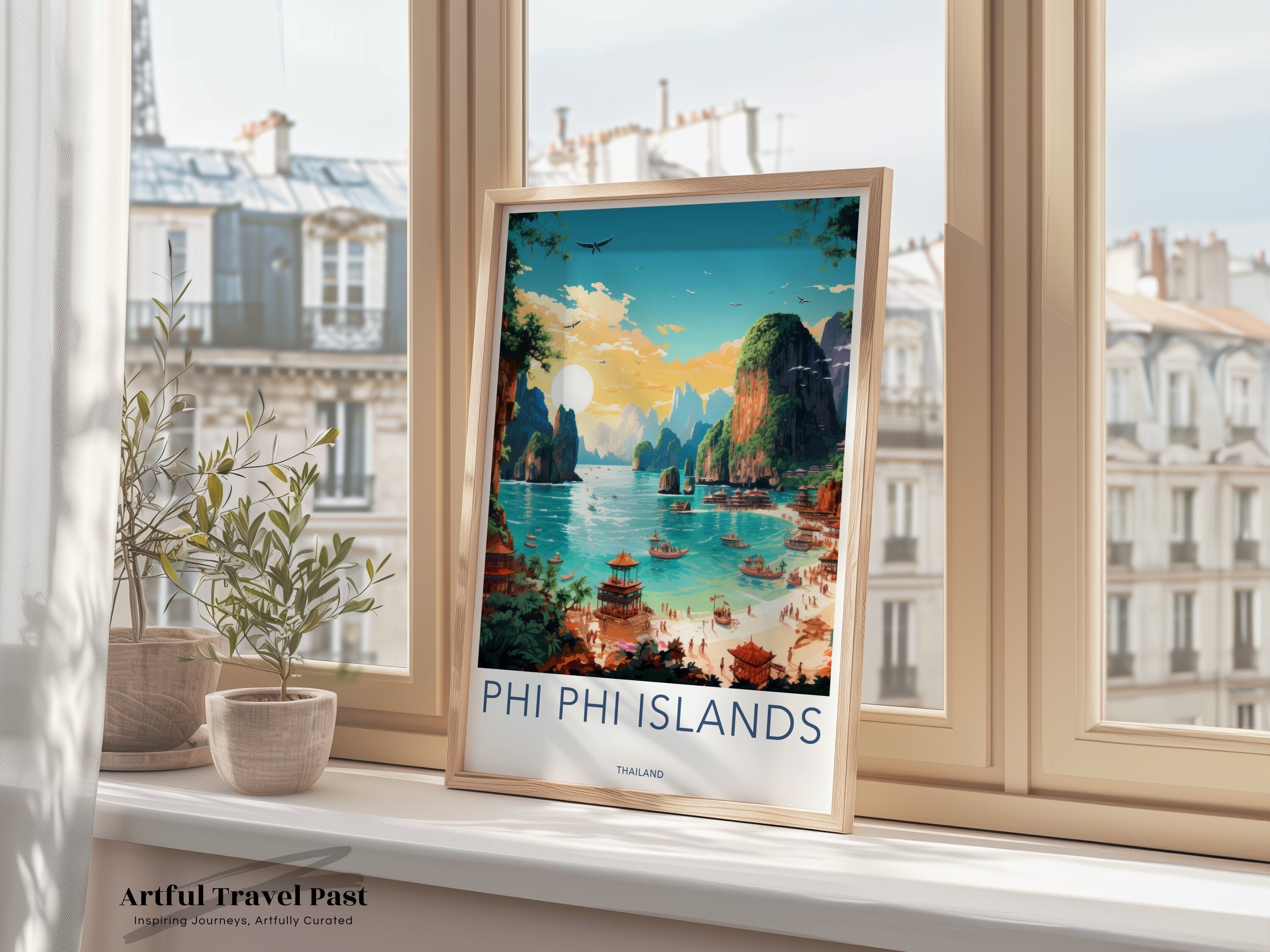 Phi Phi Islands Wall Art, Stunning Beach View Print, Tropical Paradise Decor, Coastal Landscape Artwork, Travel Poster, Thailand