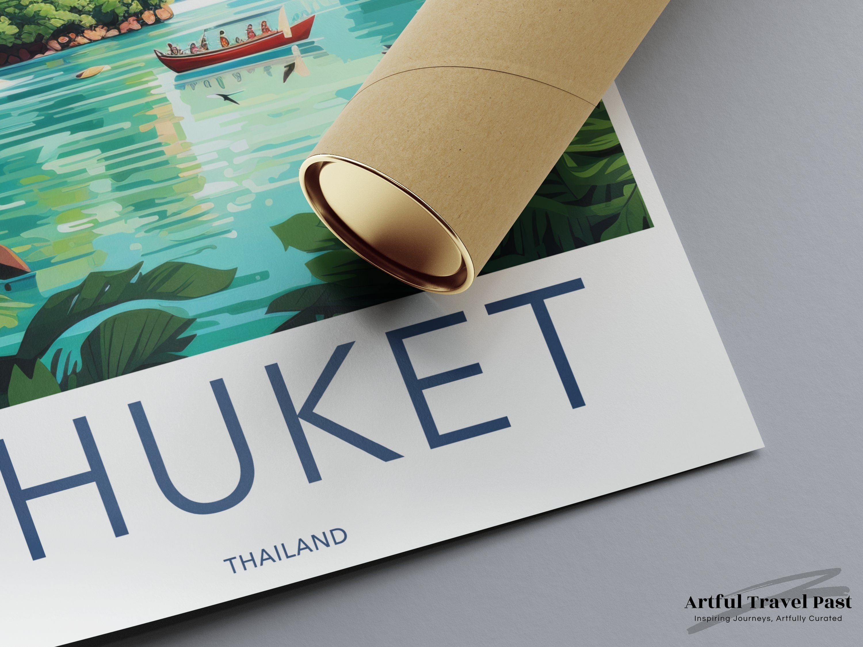 Phuket Thailand Travel Poster, Tropical Paradise Wall Art, Scenic Thai Landscape Print, Southeast Asia Beach Decor