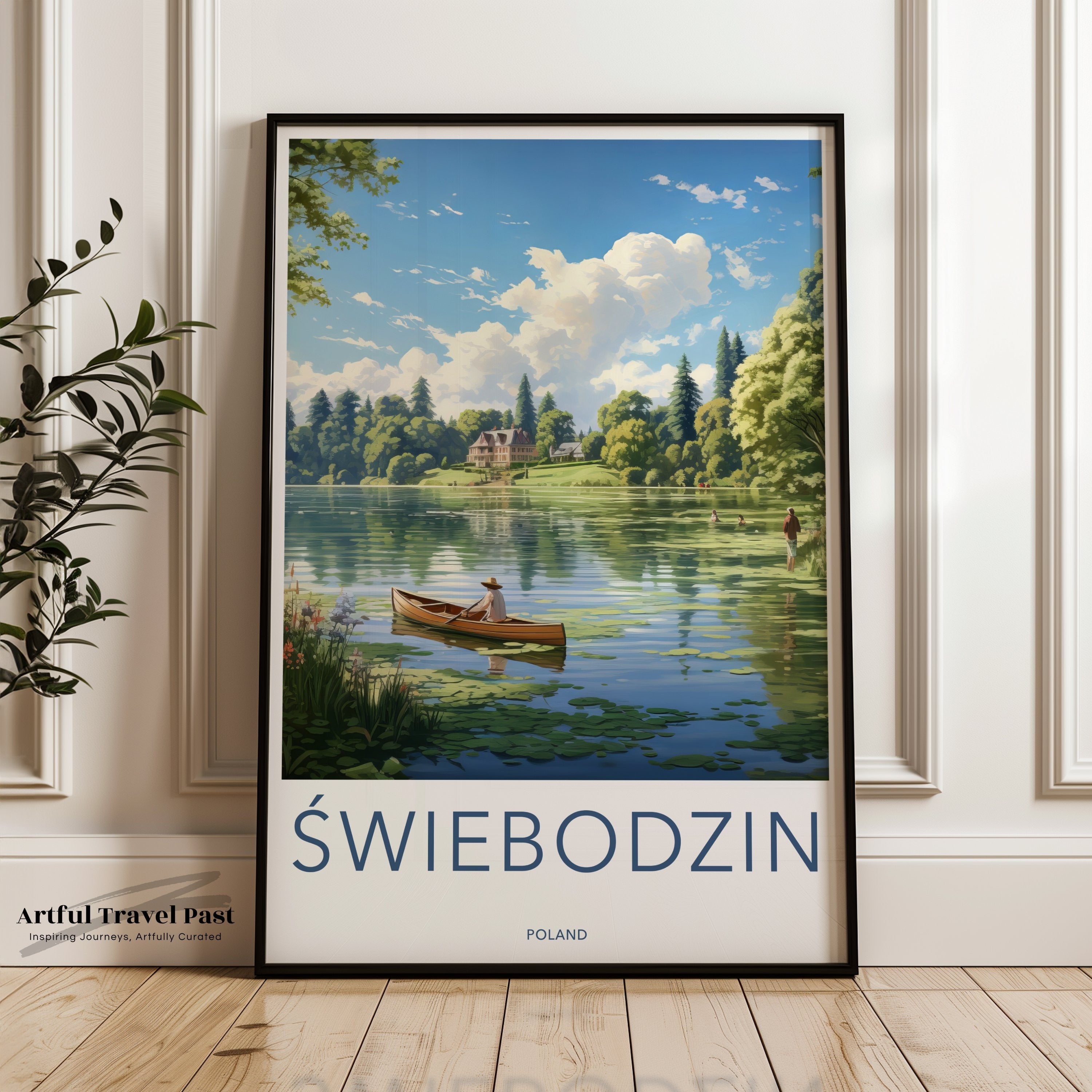 Swiebodzin Wall Art, Poland Scenic Landscape Print, Boat on Lake, Countryside Nature Poster, Home Decor, Travel Artwork, Gift