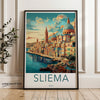 Sliema Malta Poster, Coastal Wall Art, Mediterranean Art Print, Historical Architecture, Scenic Landscape, Cultural Landmark Decor