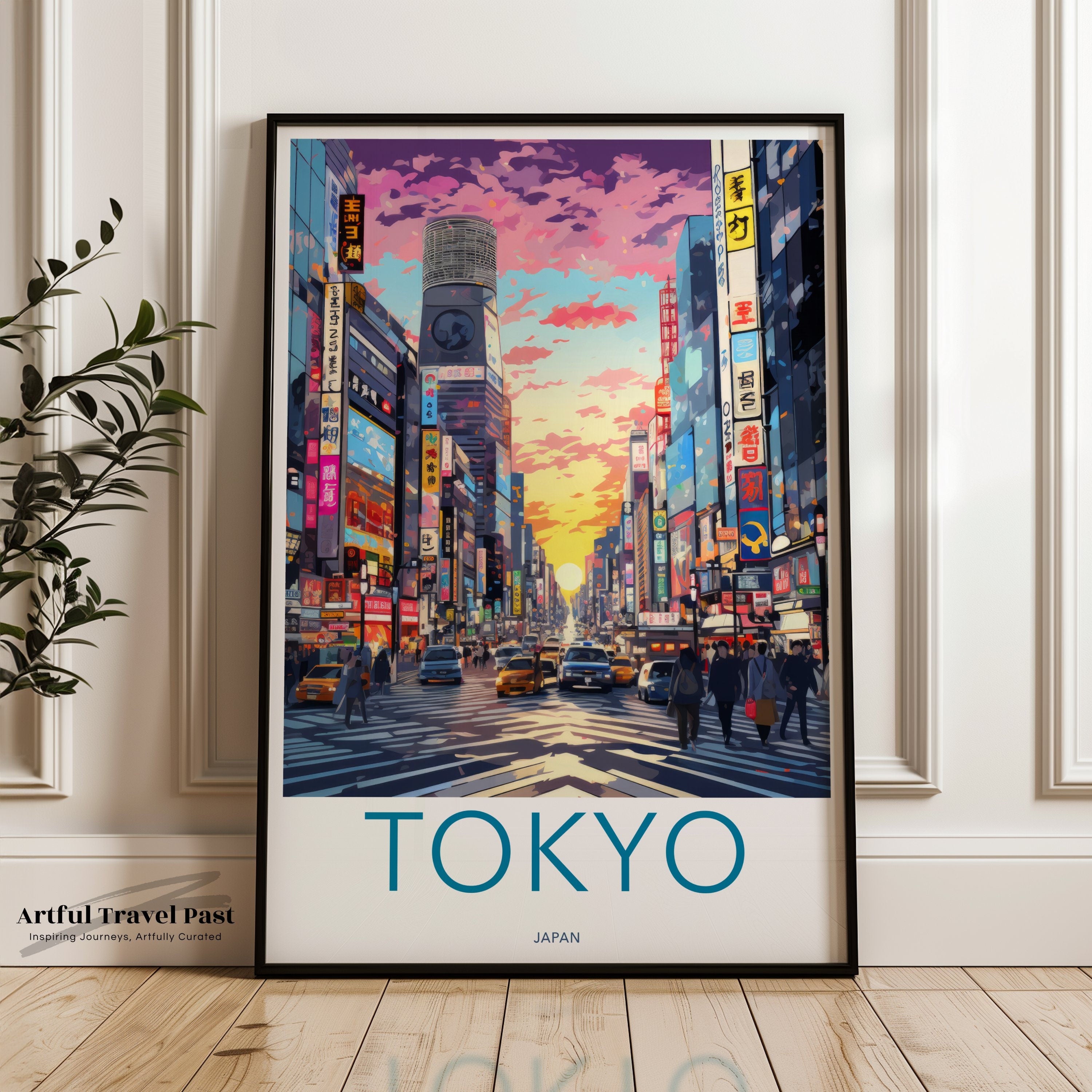 Tokyo Cityscape Wall Art, Japan Street Scene Print, Modern Urban Decor, Vibrant Tokyo Sunset Artwork, Colorful City Wall Poster