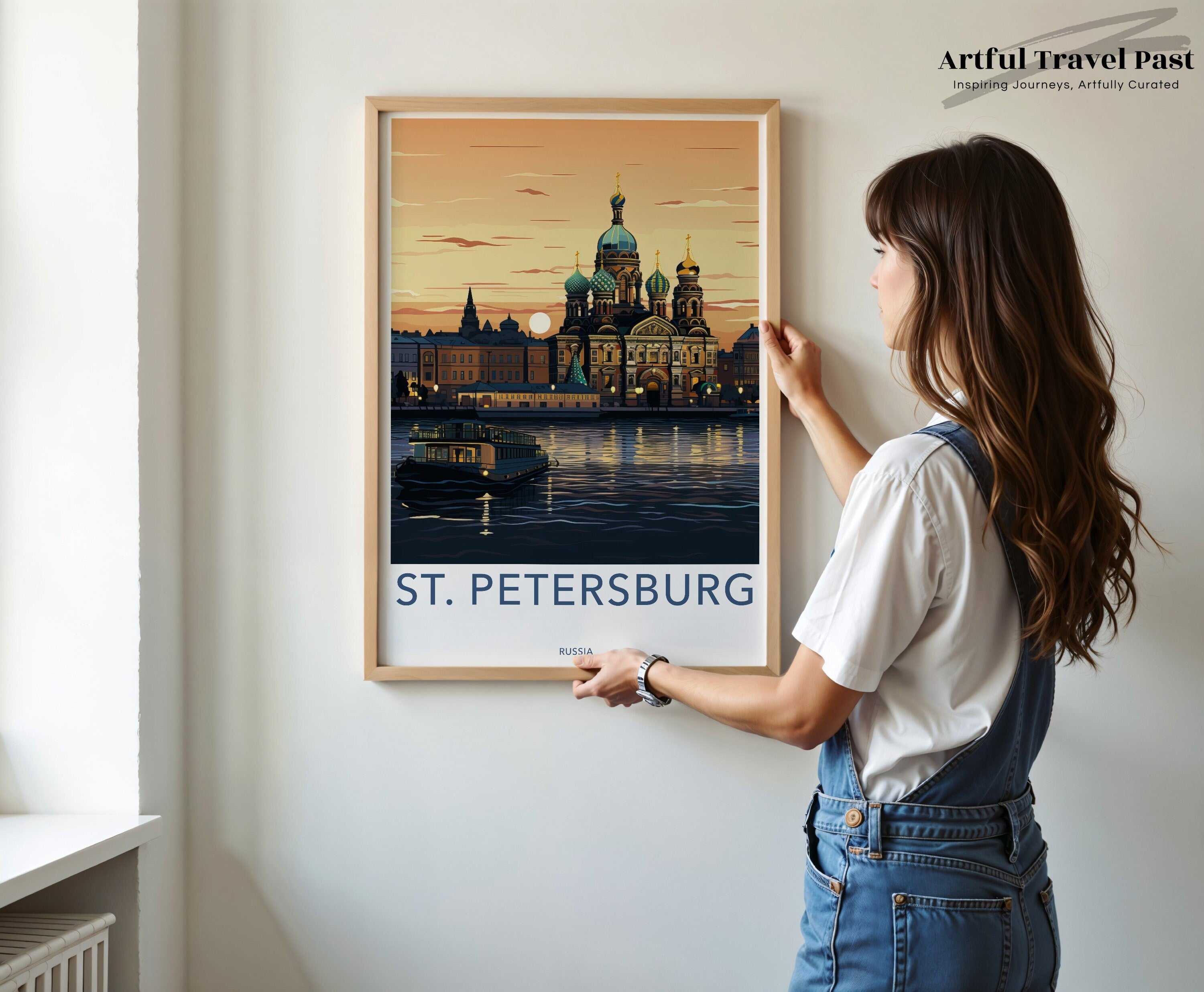 St. Petersburg Cityscape, Russia Wall Art, Travel Poster, Historic Landmarks, City Print, Home Decor, Architecture Wall Art, Gift