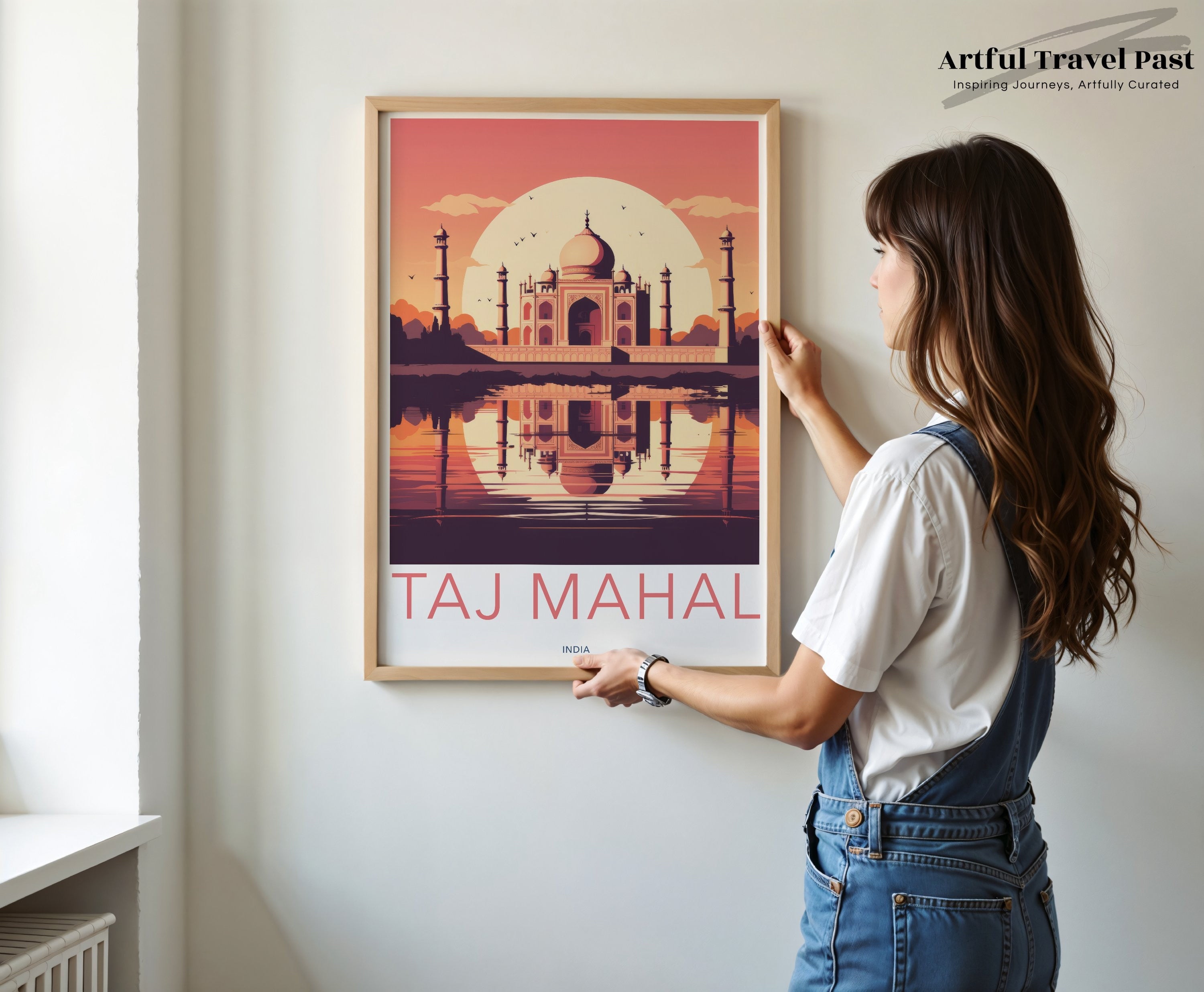 Taj Mahal Poster, India Wall Art, Historical Landmark Print, Architectural Wonders, Indian Culture Decor, Taj Mahal Illustration, Timeless