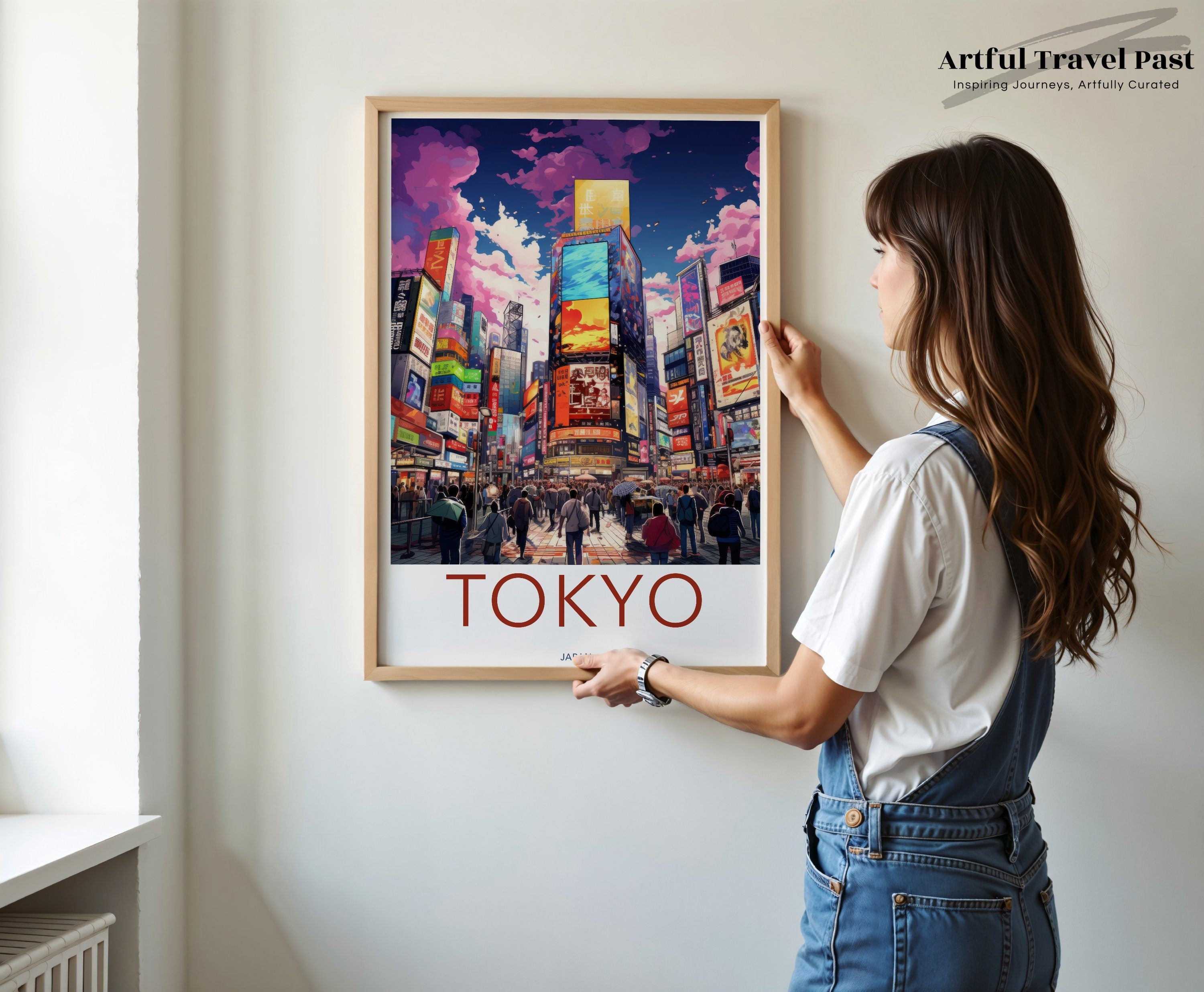 Tokyo Cityscape Wall Art, Tokyo Urban Landscape Print, Colorful Tokyo Night Scene Decor, Modern Japan Travel Poster