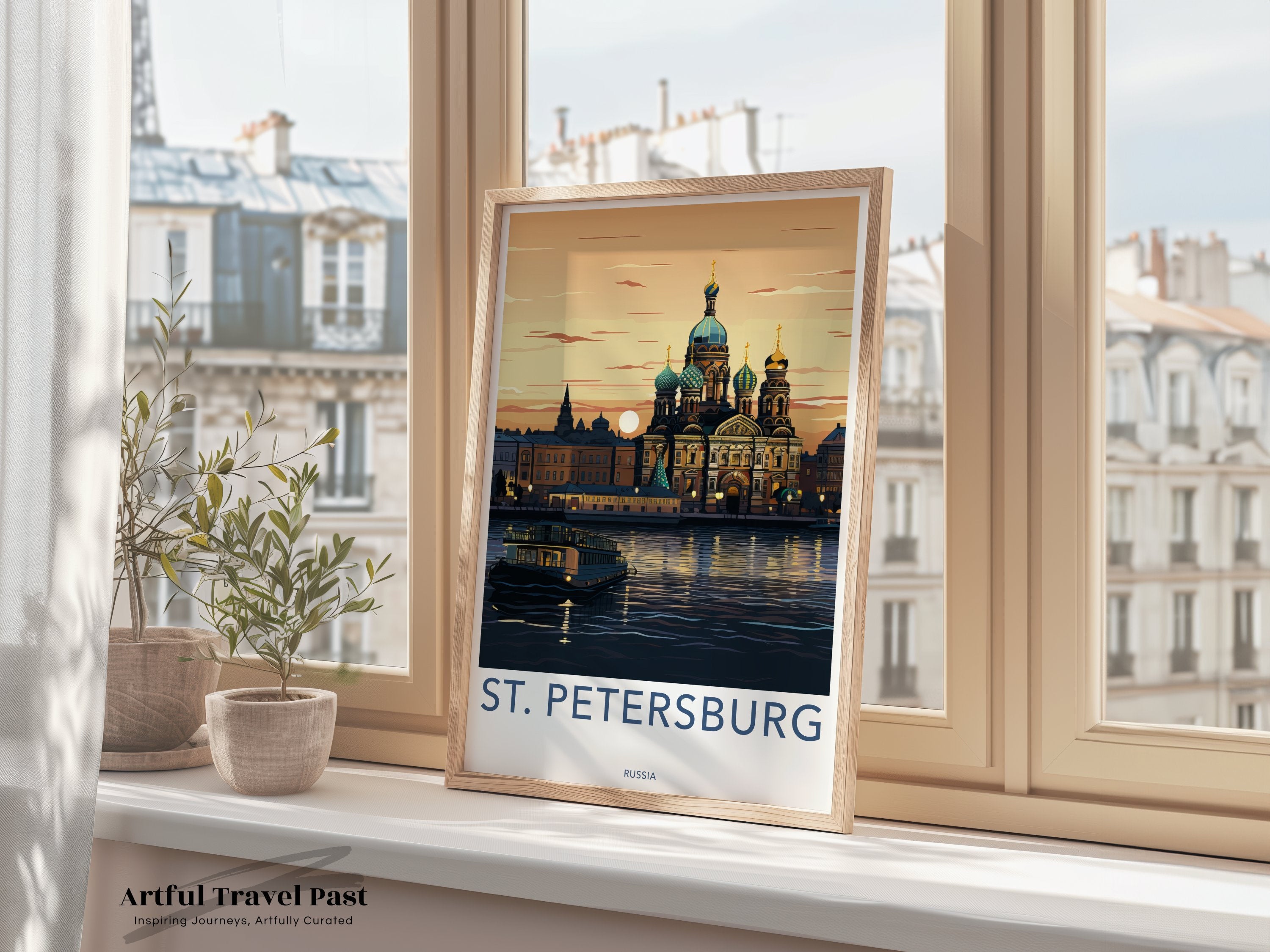 St. Petersburg Cityscape, Russia Wall Art, Travel Poster, Historic Landmarks, City Print, Home Decor, Architecture Wall Art, Gift