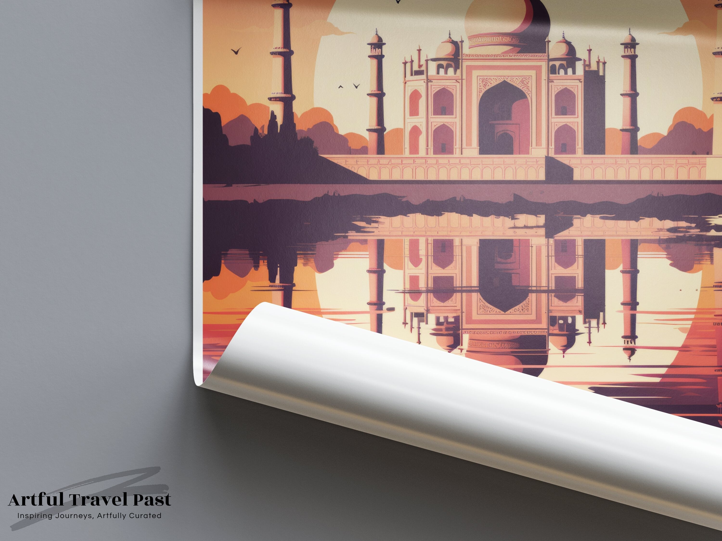 Taj Mahal Poster, India Wall Art, Historical Landmark Print, Architectural Wonders, Indian Culture Decor, Taj Mahal Illustration, Timeless