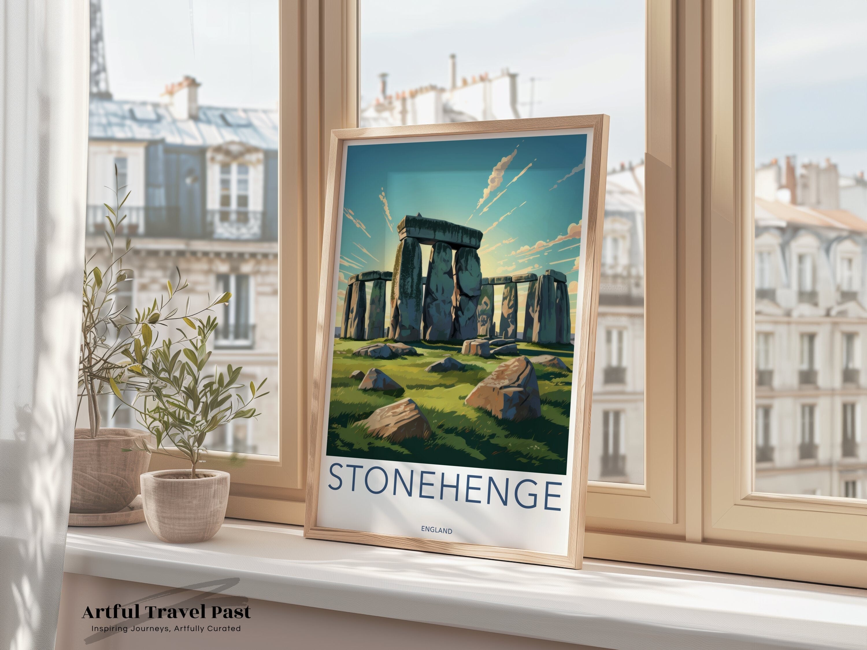 Stonehenge Wall Art Print, Ancient Monument Art, Historical Landmark Decor, England Travel Poster, Archaeological Wonder