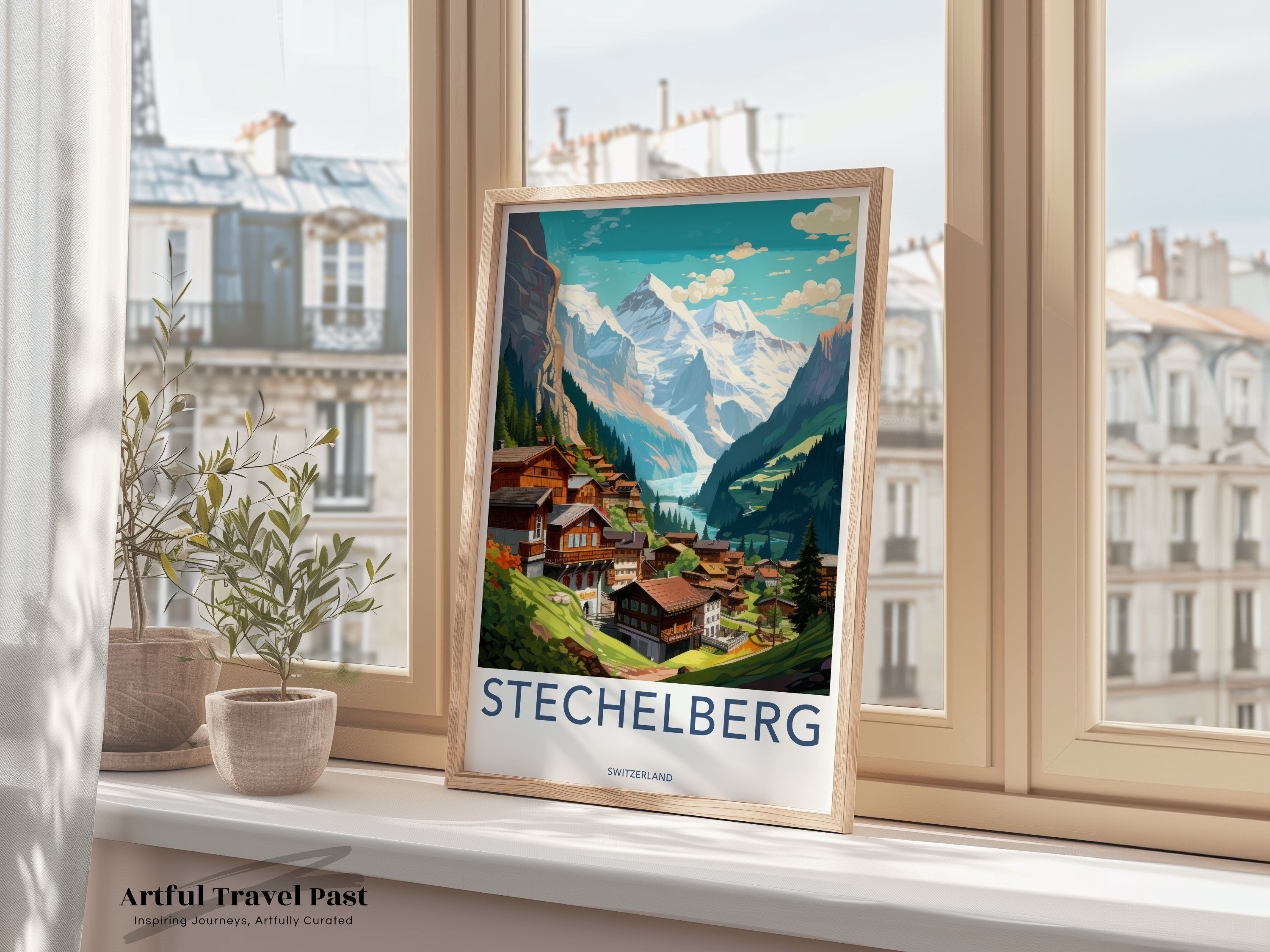 Stechelberg Wall Art, Switzerland Landscape Print, Alps Mountain Village Poster, Scenic European Wall Decor, Swiss Travel Art