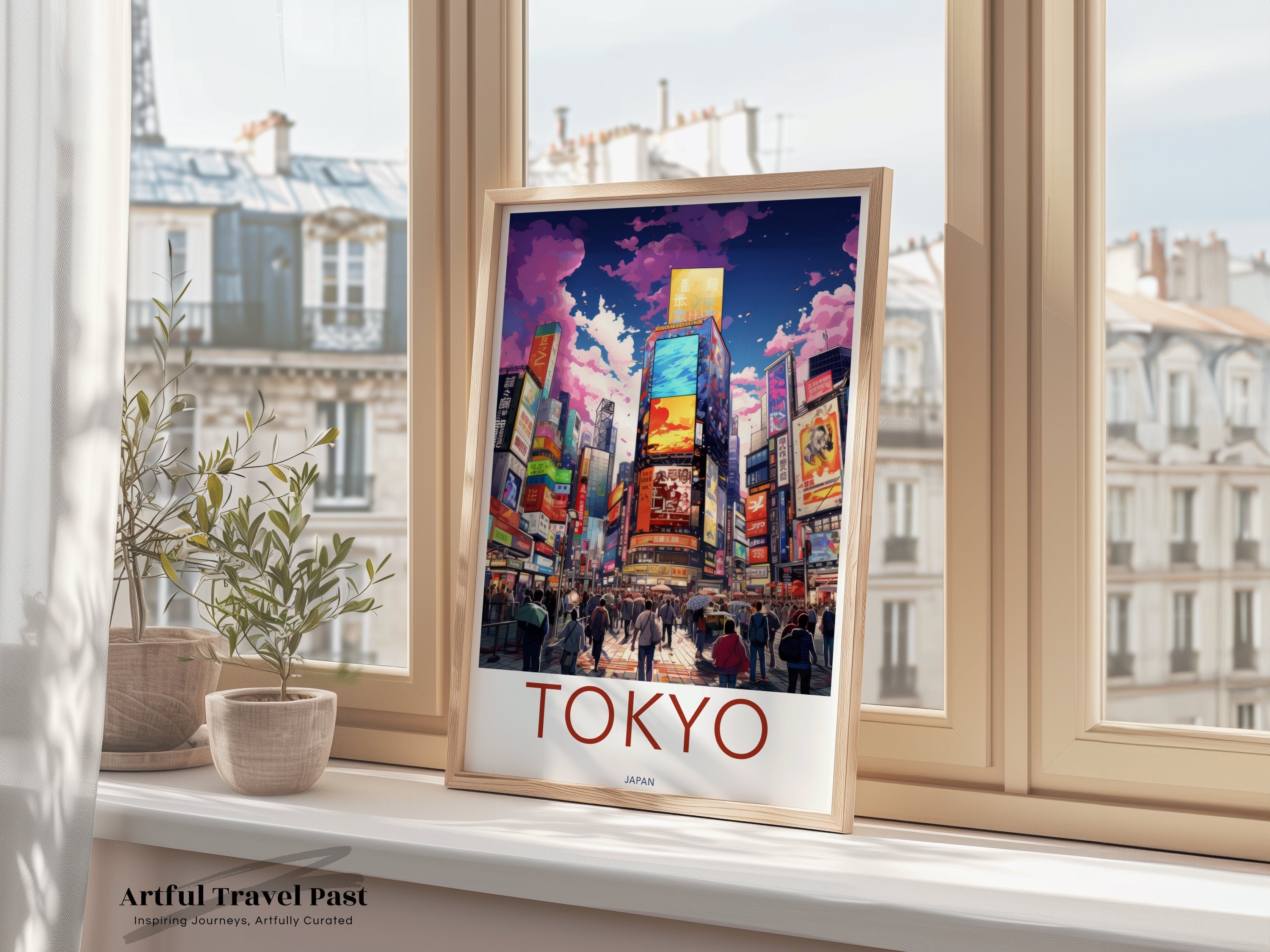 Tokyo Cityscape Wall Art, Tokyo Urban Landscape Print, Colorful Tokyo Night Scene Decor, Modern Japan Travel Poster