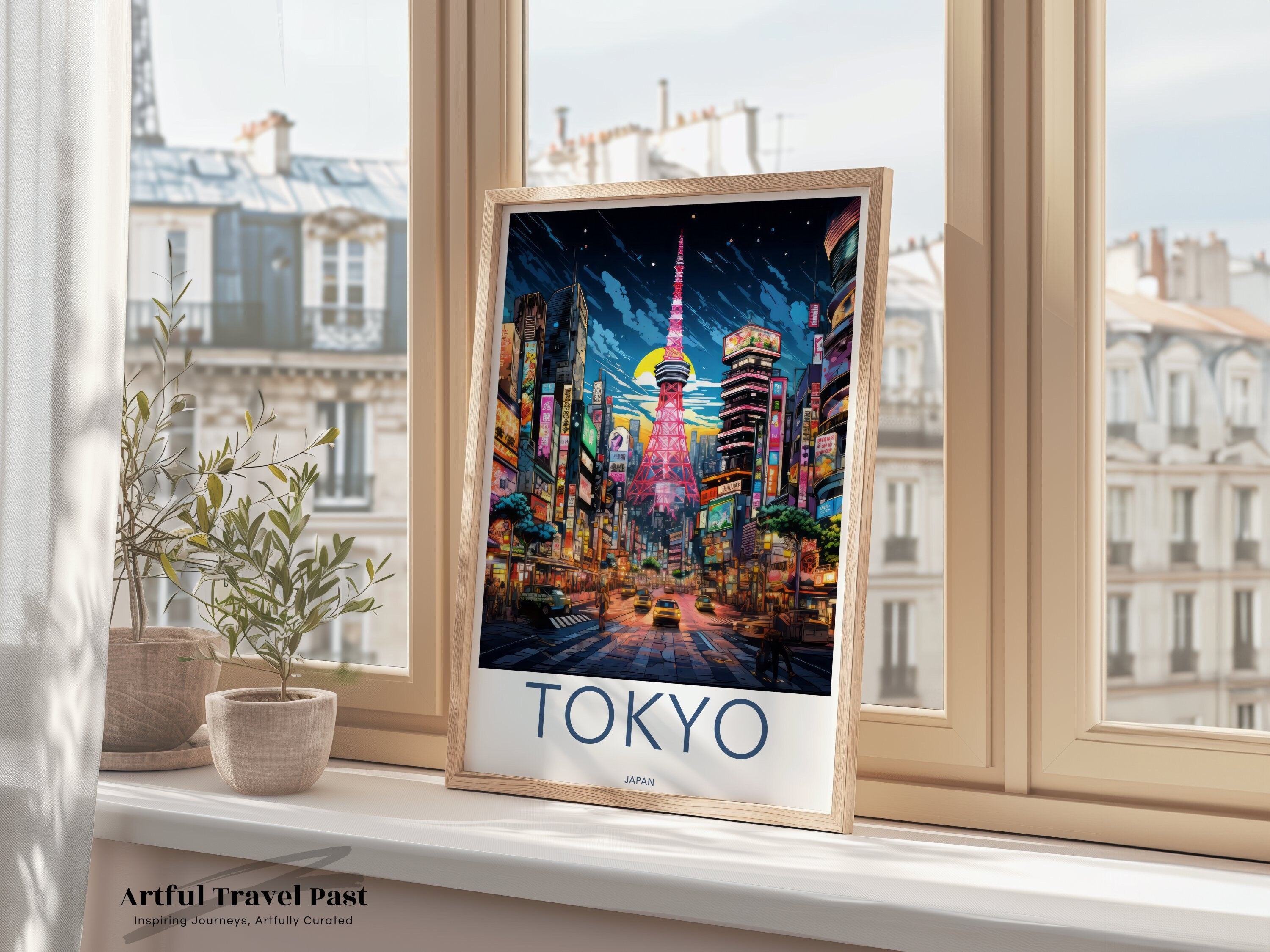 Tokyo Japan Night Scene, Cityscape Wall Art, Modern Urban Artwork, Vibrant Tokyo Streets, Colorful City Lights, Home Decor