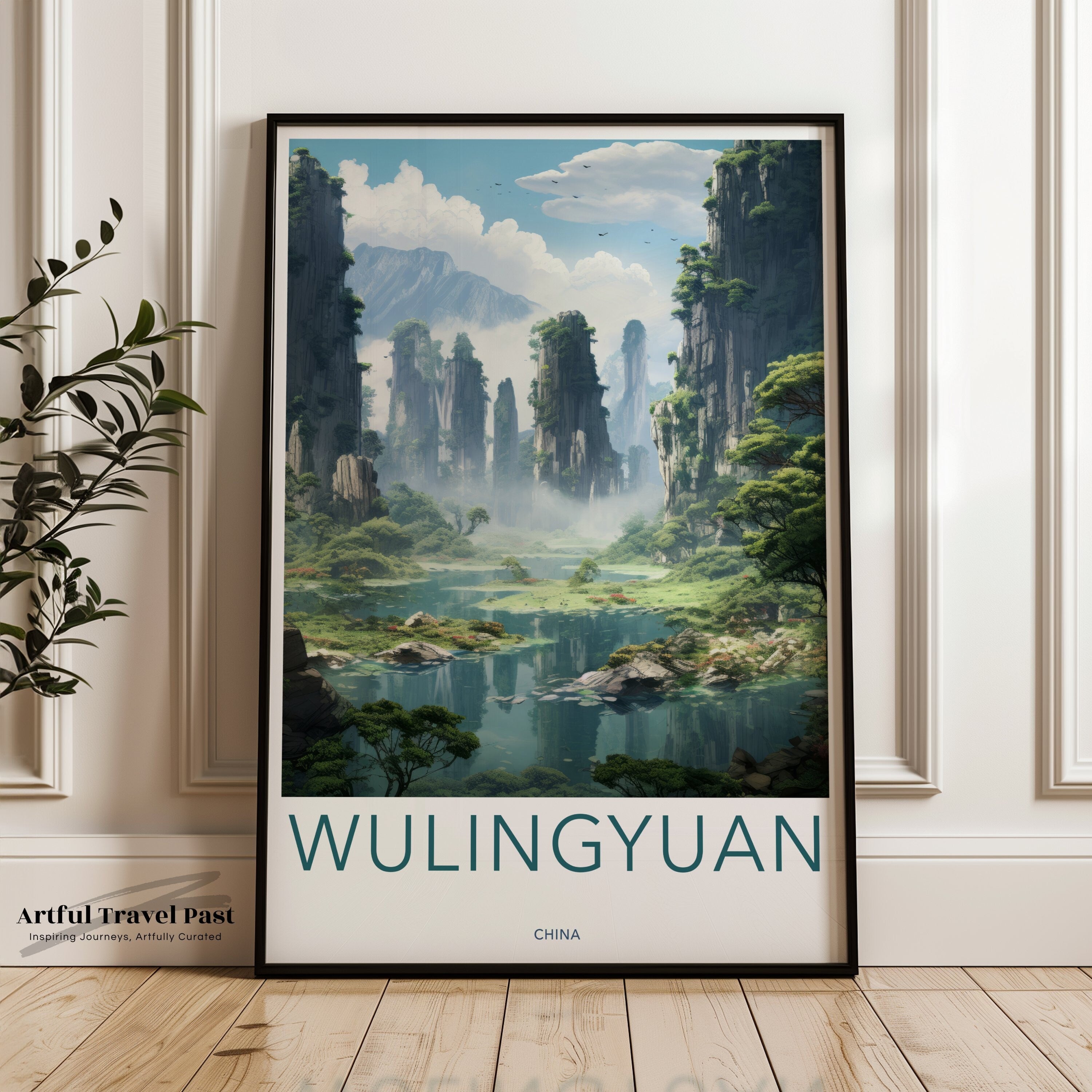 Wulingyuan Scenic Area Wall Art, Poster Print of Wulingyuan China, Nature Artwork for Home Decor, Chinese Landscape Print