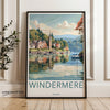 Windermere Travel Poster, Lake District Wall Art, England Beautiful Village Print, Scenic Landscape Artwork, Home Decor