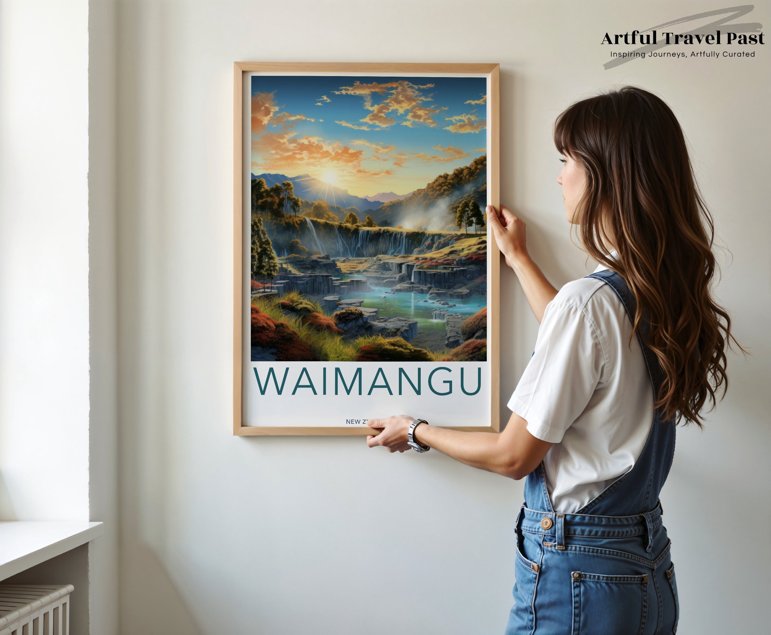 Scenic Waimangu Wall Art, Stunning New Zealand Landscape, Sunrise Over Thermal Valleys, Nature's Beauty in Your Home, Travel Decor