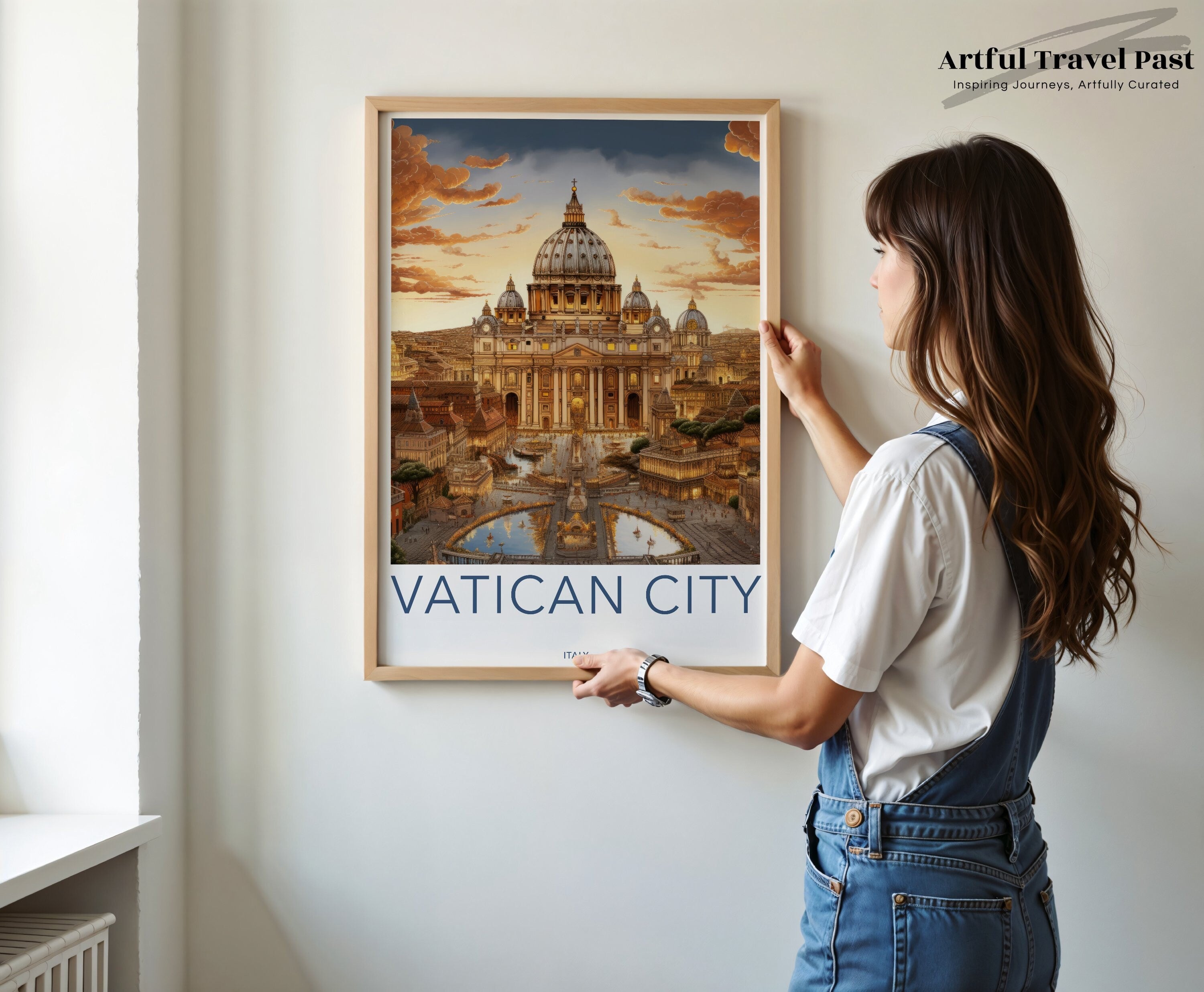 Vatican City Wall Art, St. Peter's Basilica, Historic Architecture Print, Rome Skyline Artwork, Italian Cultural Landmark, European Decor