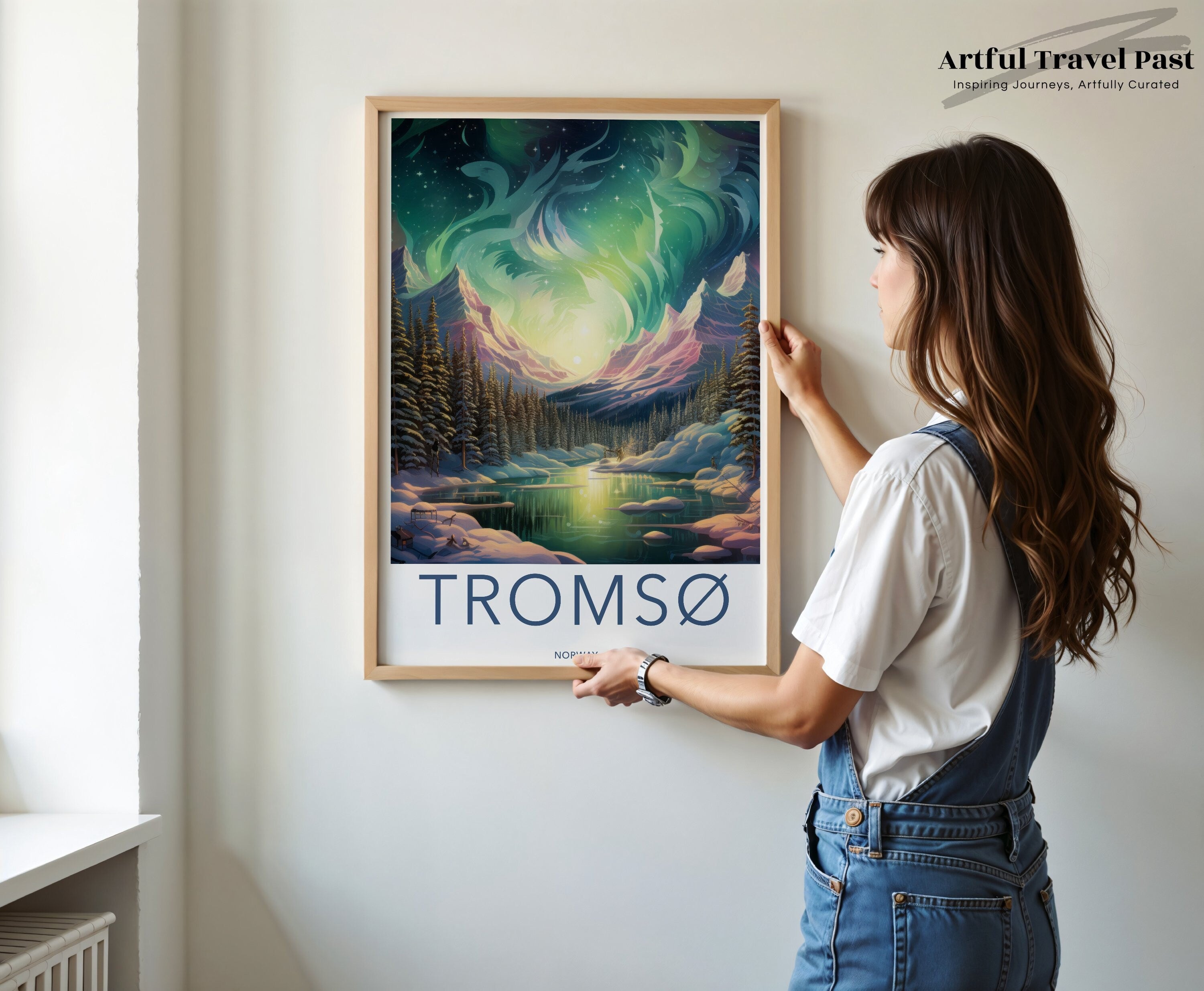 Tromsø Wall Art, Norway Aurora Borealis Print, Scandinavian Landscape Poster, Northern Lights Decor, Nature Wall Art, Winter Wonderland