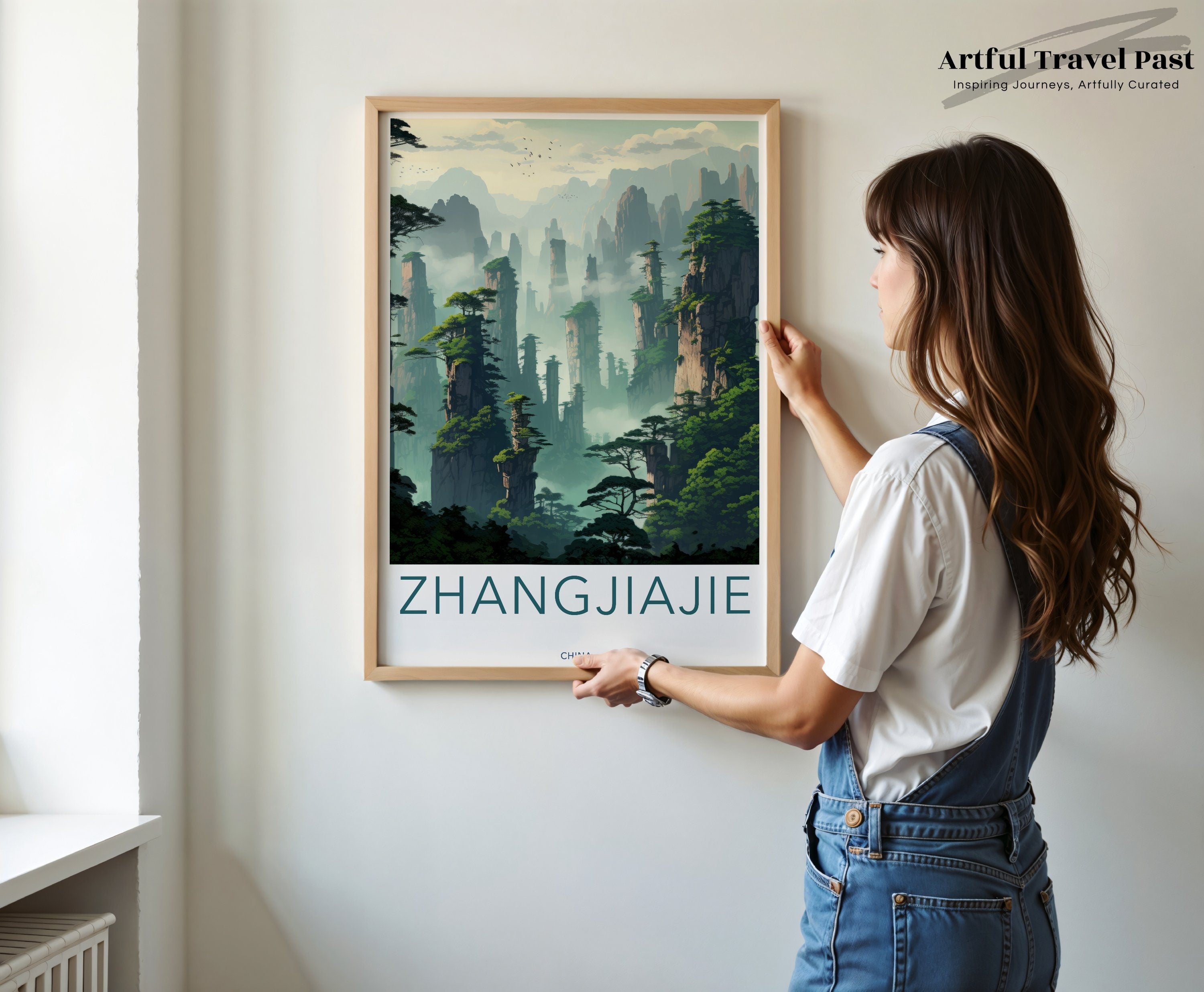 Zhangjiajie China Wall Art Poster, Stunning Scenic Landscape, Natural Wonders Print, Asian Beauty Decor, Travel Artwork