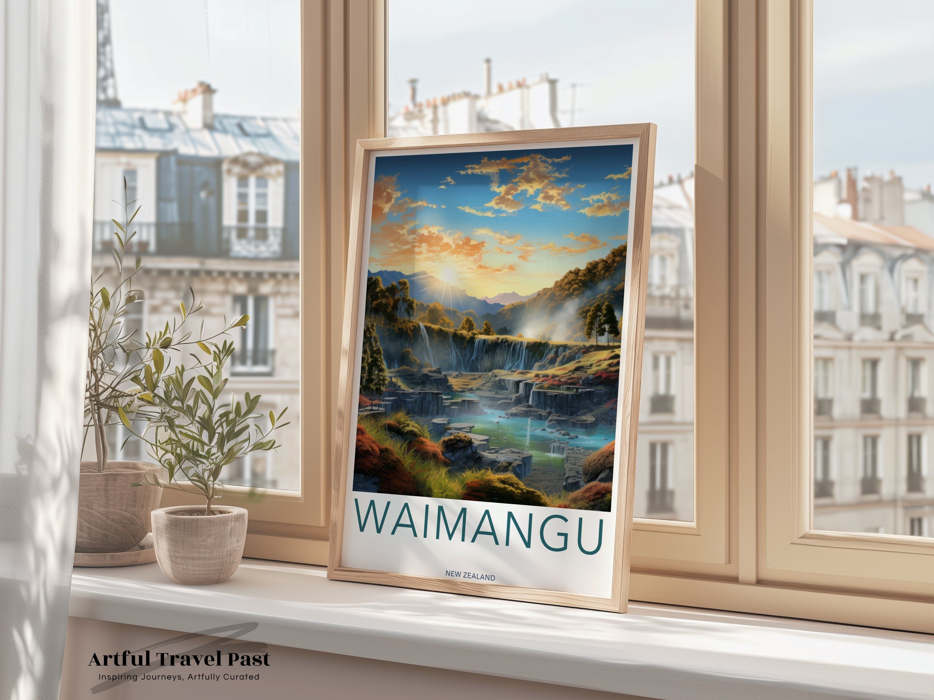 Scenic Waimangu Wall Art, Stunning New Zealand Landscape, Sunrise Over Thermal Valleys, Nature's Beauty in Your Home, Travel Decor