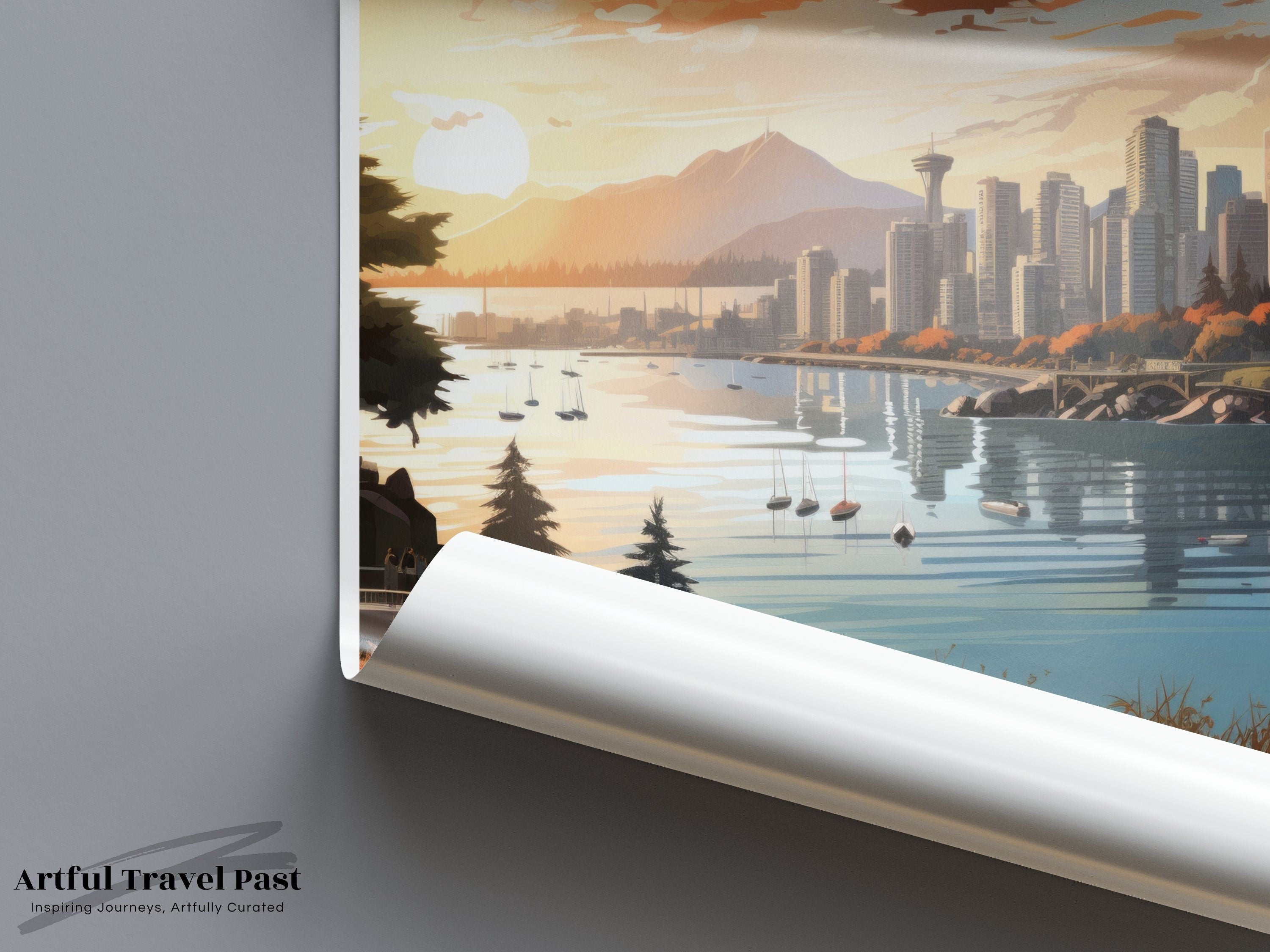 Vancouver Skyline Wall Art, Vancouver Cityscape Print, Canadian Urban Decor, Vancouver Downtown Artwork, Canada Travel Poster