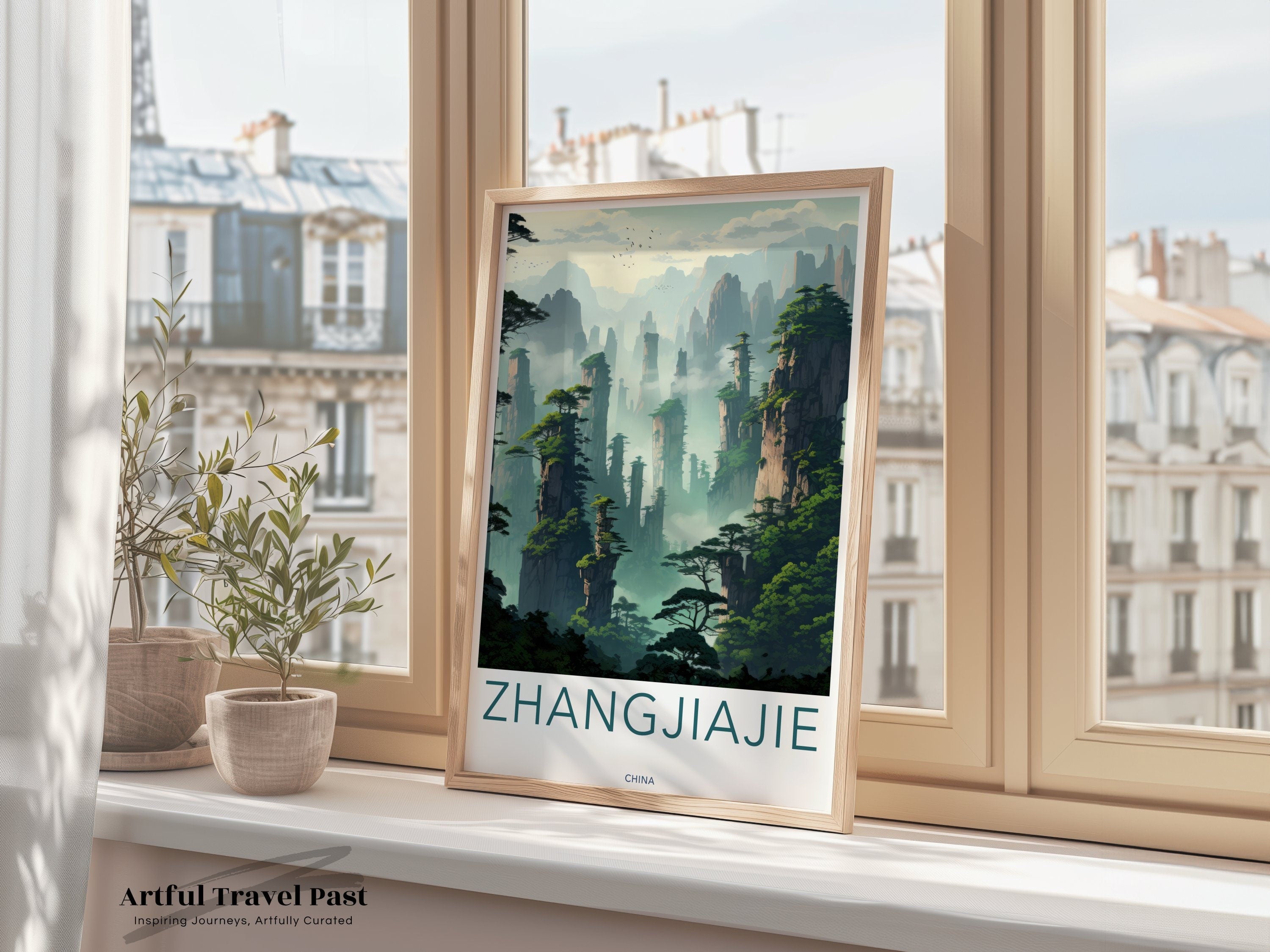 Zhangjiajie China Wall Art Poster, Stunning Scenic Landscape, Natural Wonders Print, Asian Beauty Decor, Travel Artwork