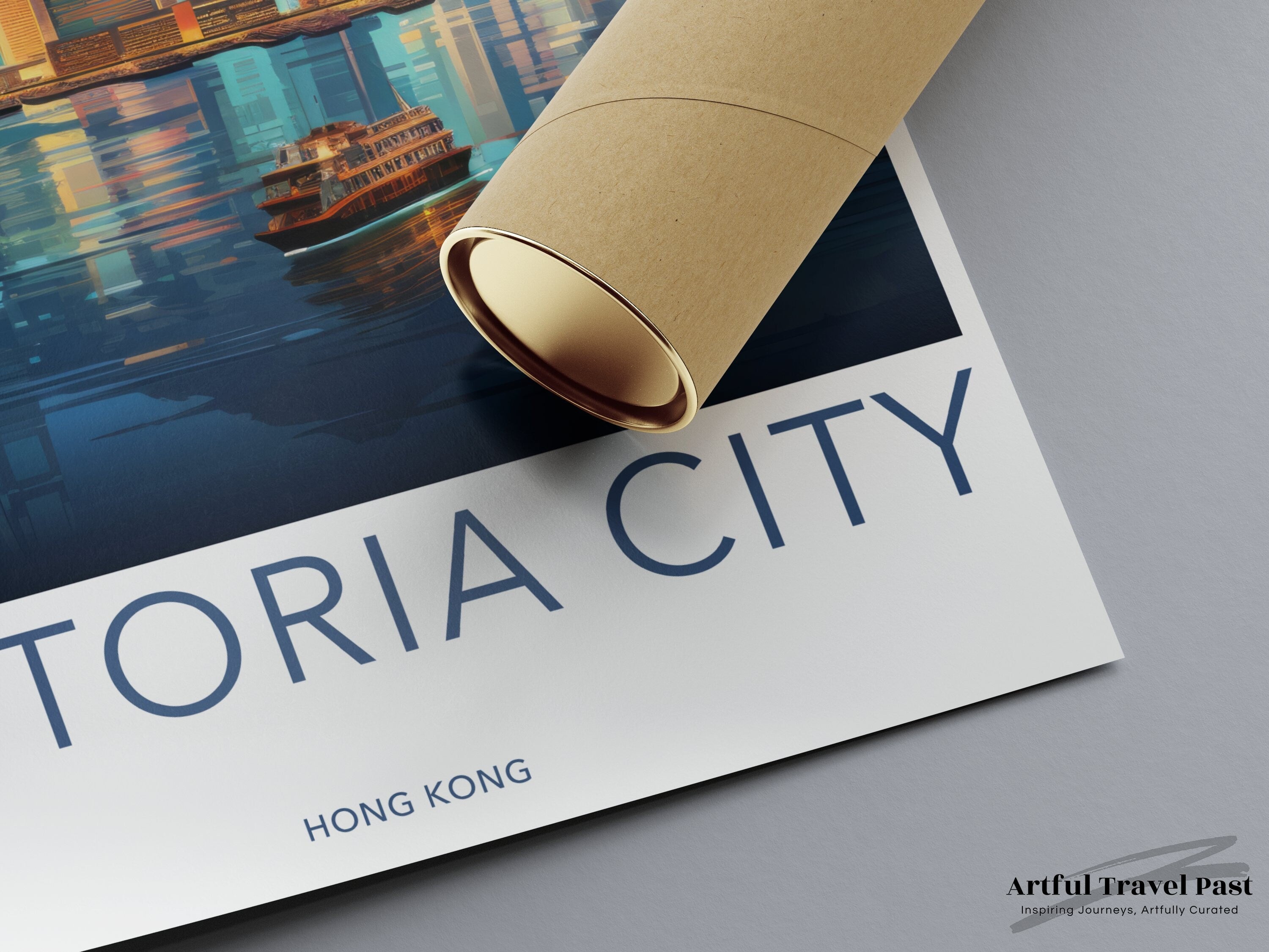 Victoria City Skyline Wall Art, Hong Kong Night View Print, Modern Cityscape Decor, Urban Landscape Poster, Hong Kong Art Print