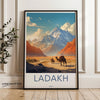 Ladakh Wall Art, Camel Ride through Majestic Mountains, Stunning Himalayan Landscape Print, India Travel Poster, Scenic Wall Decor