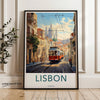 Lisbon Cityscape Wall Art, Historic Tram Art Print, Lisbon Street Decor, Vintage Travel Poster, European City Illustration, Home Decor