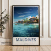 Stunning Maldives Overwater Bungalows Wall Art, Scenic Tropical Island Print, Ocean View Decor, Coastal Paradise Poster for Home