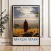 Maasai Mara Wall Art, Kenya Landscape Print, African Savanna Decor, Cultural Heritage Artwork, Nature Scenery Poster, Tribal Illustration