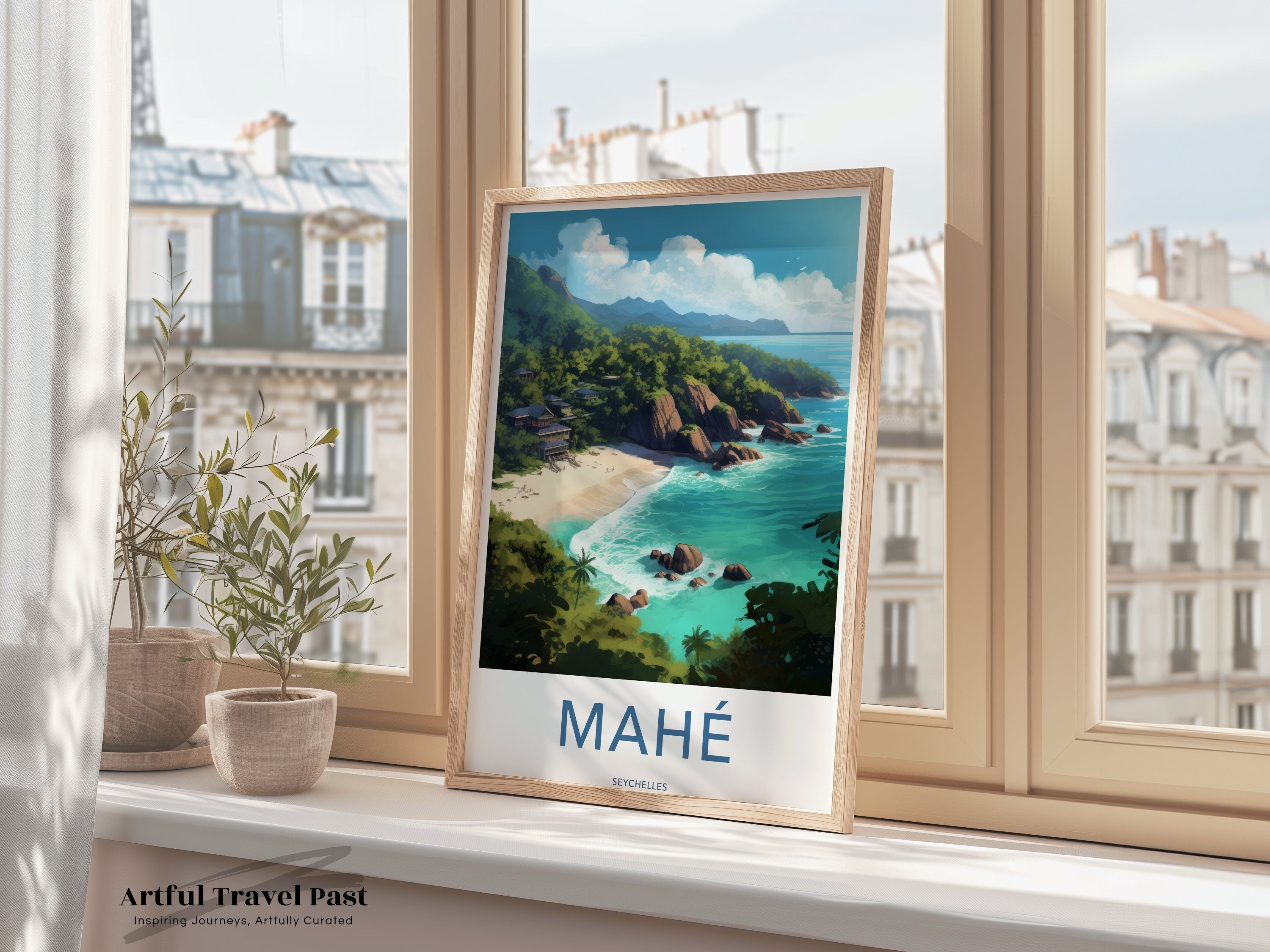 Mahé Seychelles Wall Art Print, Coastal Landscape Poster, Island Paradise Decor, Tropical Beach Artwork, Scenic Travel Photography