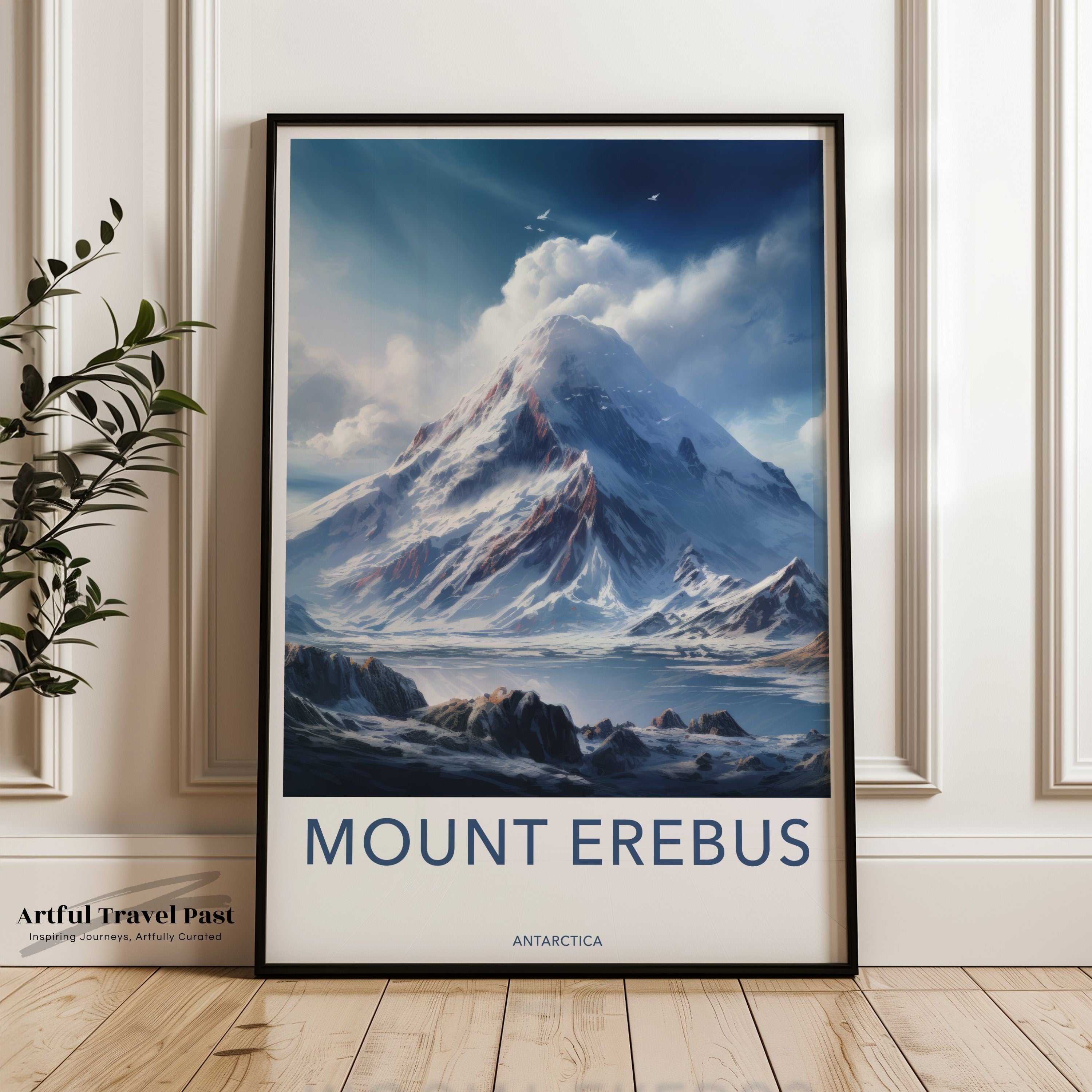 Mount Erebus Wall Art, Antarctica Mountain Poster, Adventure Travel Print, Scenic Landscape Artwork, Nature Photography Decor