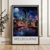 Melbourne Cityscape, Night Sky Wall Art, Moonlit Melbourne Print, Urban Skyline, Vibrant City Wall Decor, Artistic Melbourne Poster