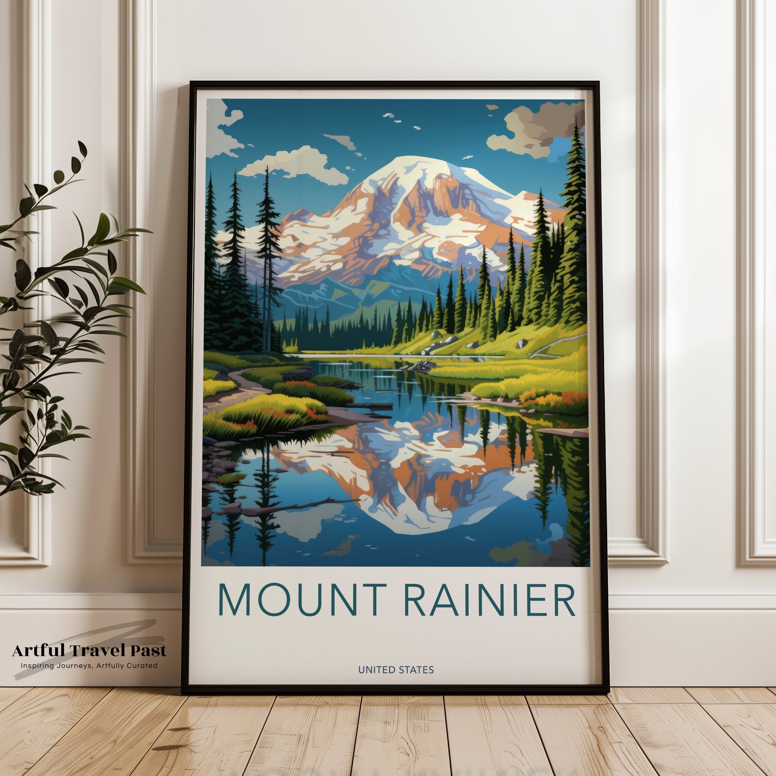 Mount Rainier Print, Nature Wall Art, Scenic Mountain Artwork, National Park Poster, Pacific Northwest Decor, Hiking Adventure Gift