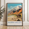 Nubra Valley Wall Art Print, Himalayan Landscape Poster, Camel Caravan Artwork, Stunning Travel Decor, India Mountain Scene