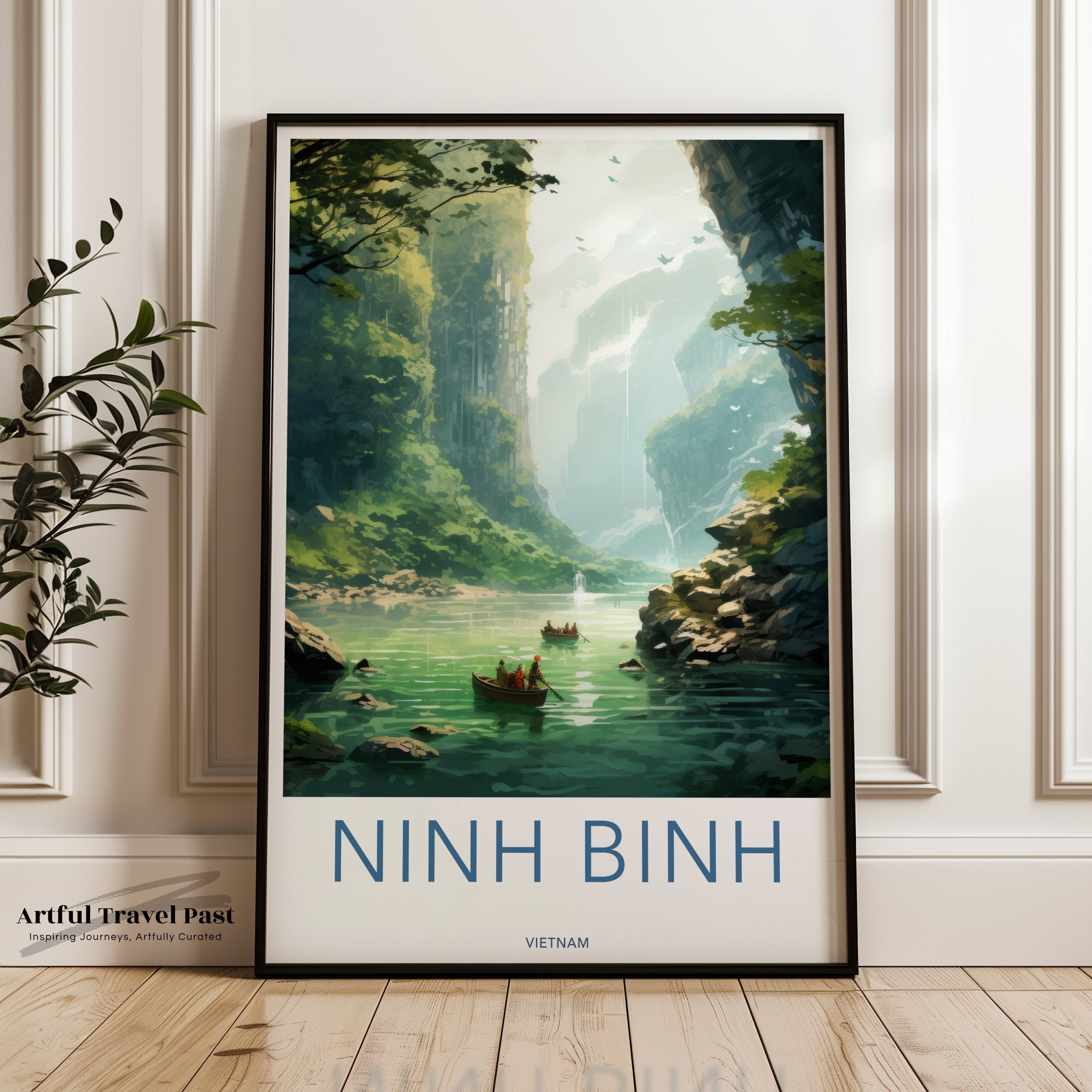 Ninh Binh Wall Art, Scenic Landscape Print, Vietnam Nature Poster, Home Decor, Travel Photography, Watercolor Style, Living Room Art