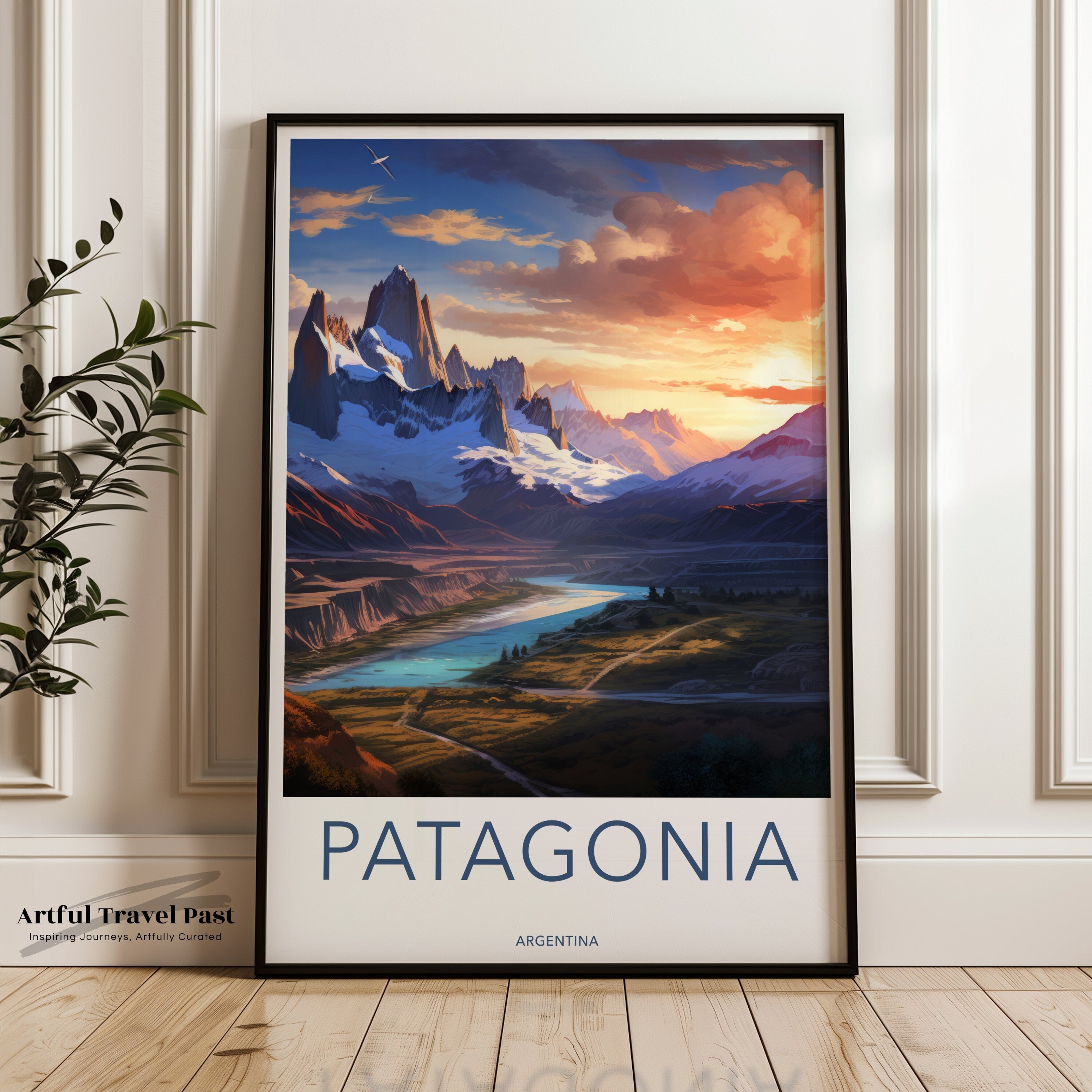 Patagonia Argentina Landscape Wall Art, Mountain Sunset Poster, South American Scenic Print, Nature Inspired Home Decor