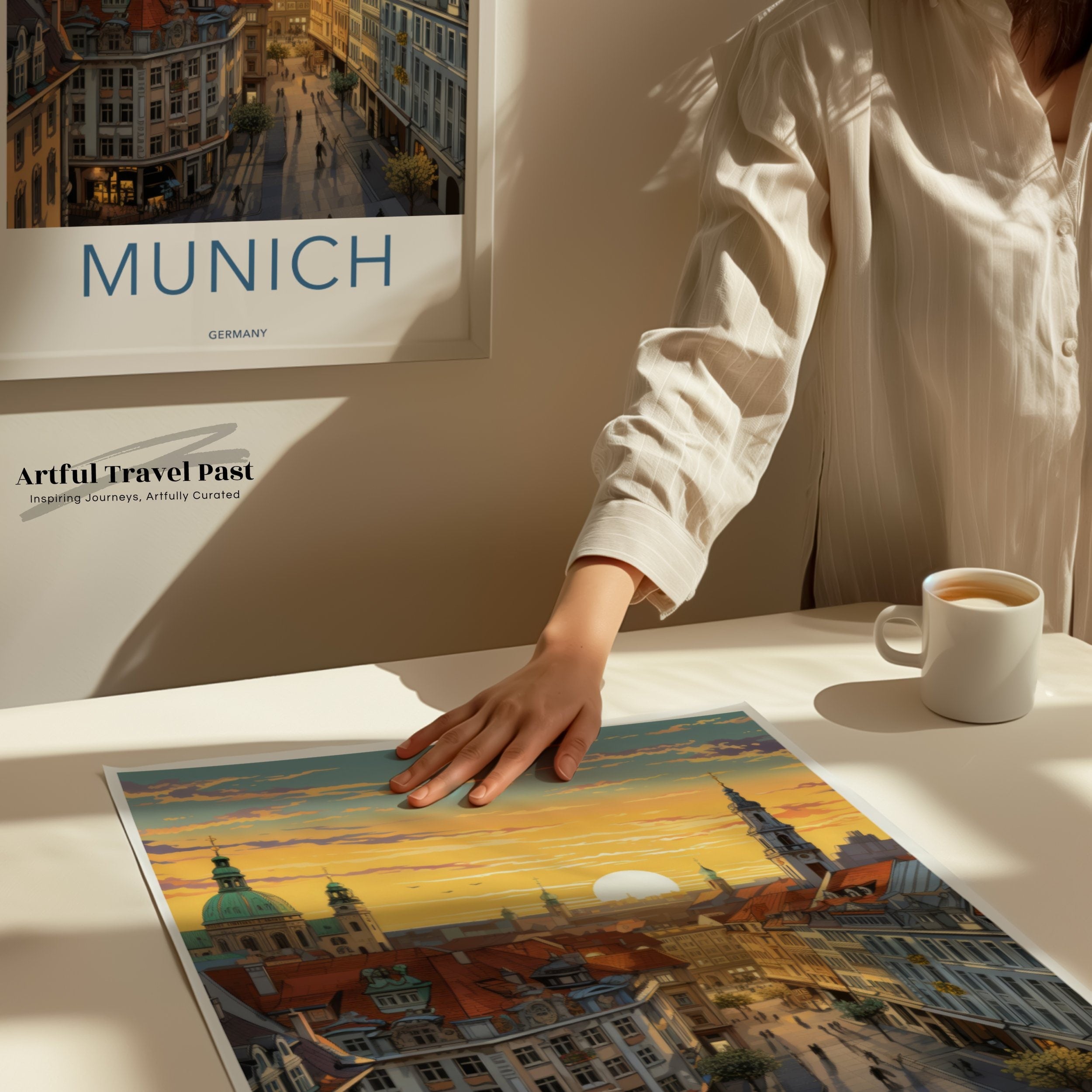 Munich Cityscape Wall Art, Sunrise Over Munich Print, Historic Architecture Decor, Bavaria Skyline Poster, German Cultural Landmark