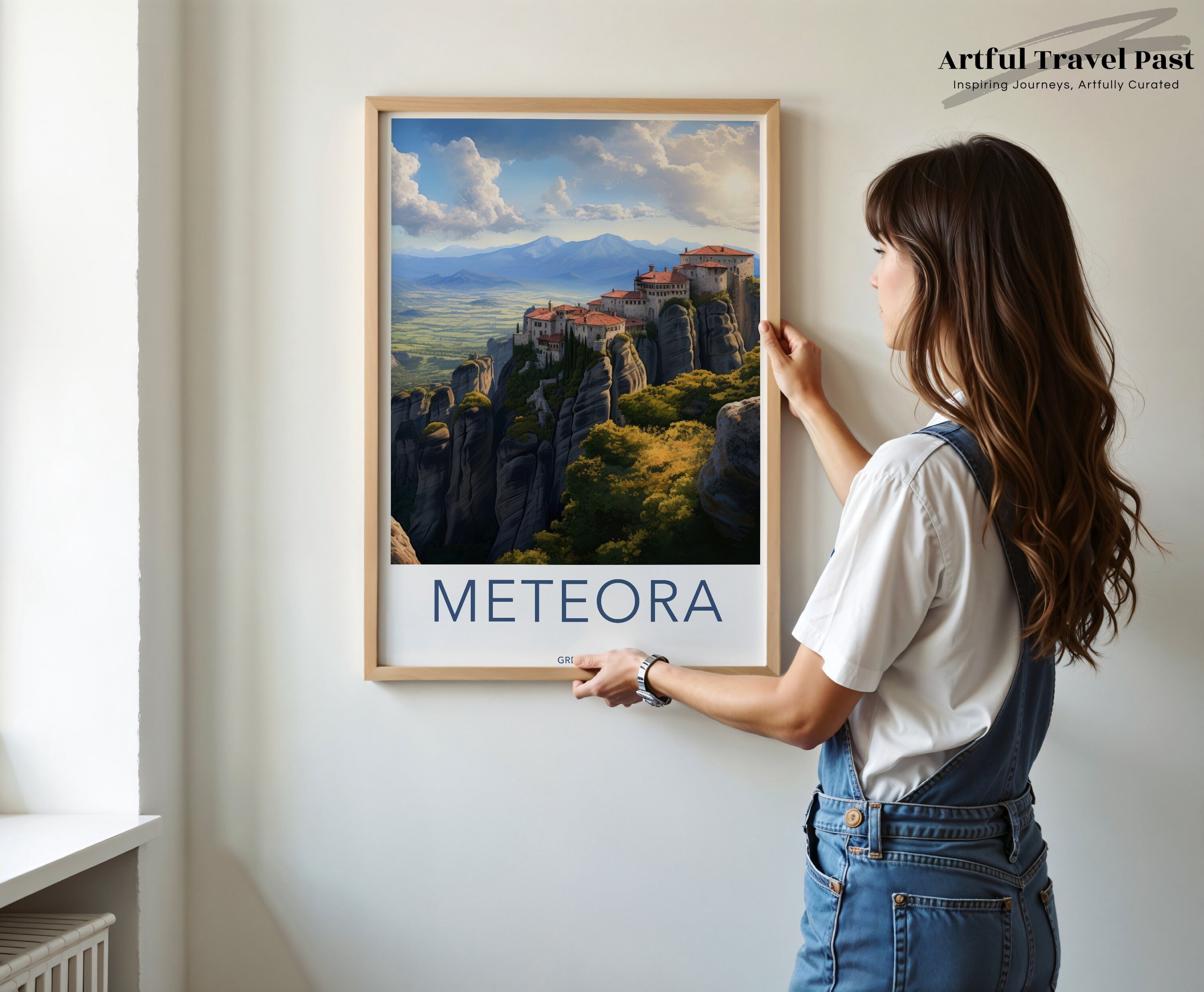 Meteora Wall Art, Greek Historical Landmarks, Scenic Greece Decor, Architectural Wonders Print, Natural Beauty Artwork